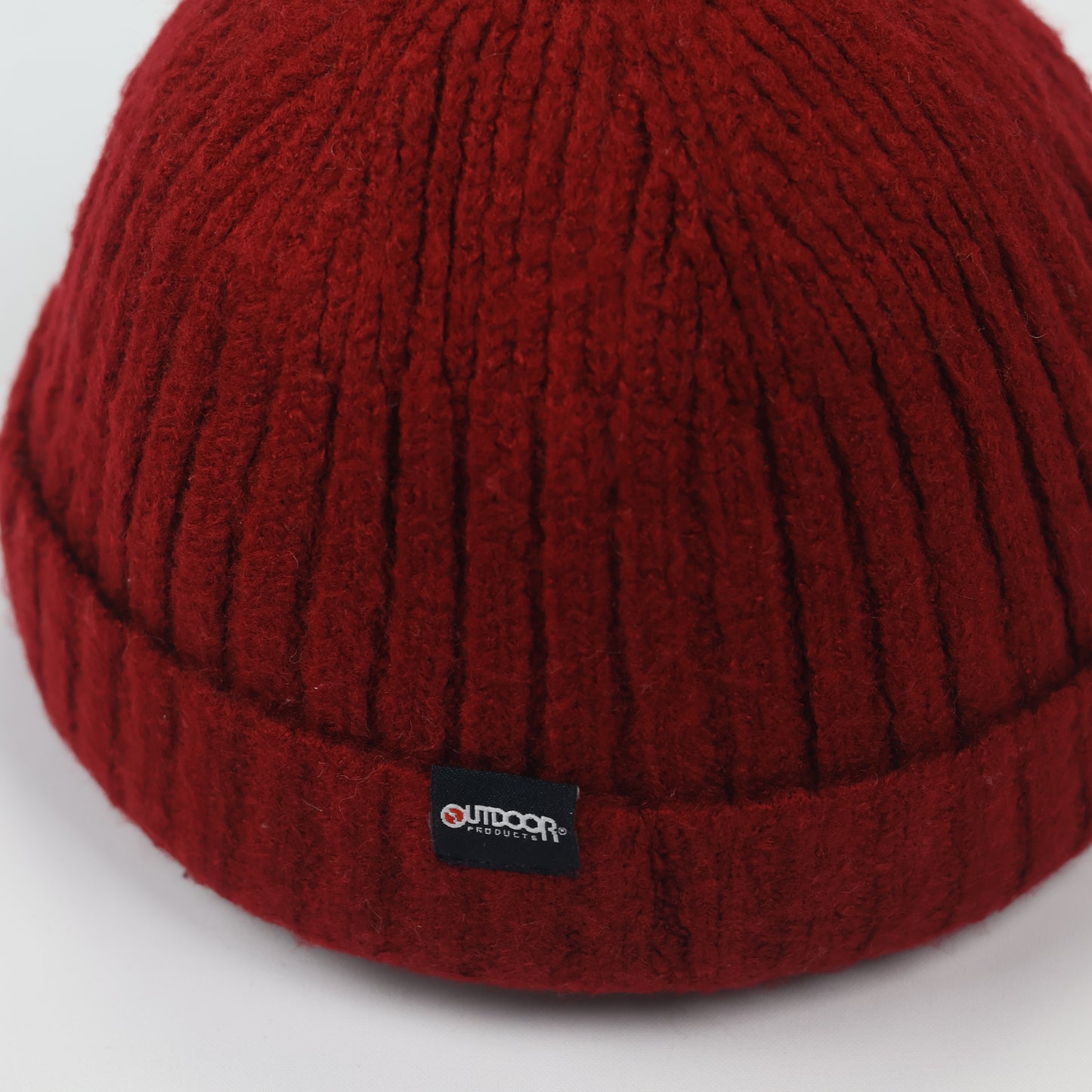 Vintage Style Short Beanie | Outdoor Products 1973 | Burgundy Red Knit