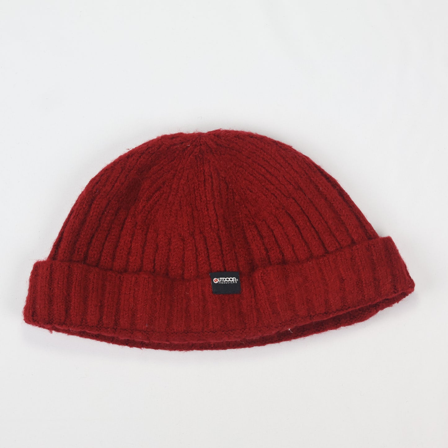 Vintage Style Short Beanie | Outdoor Products 1973 | Burgundy Red Knit