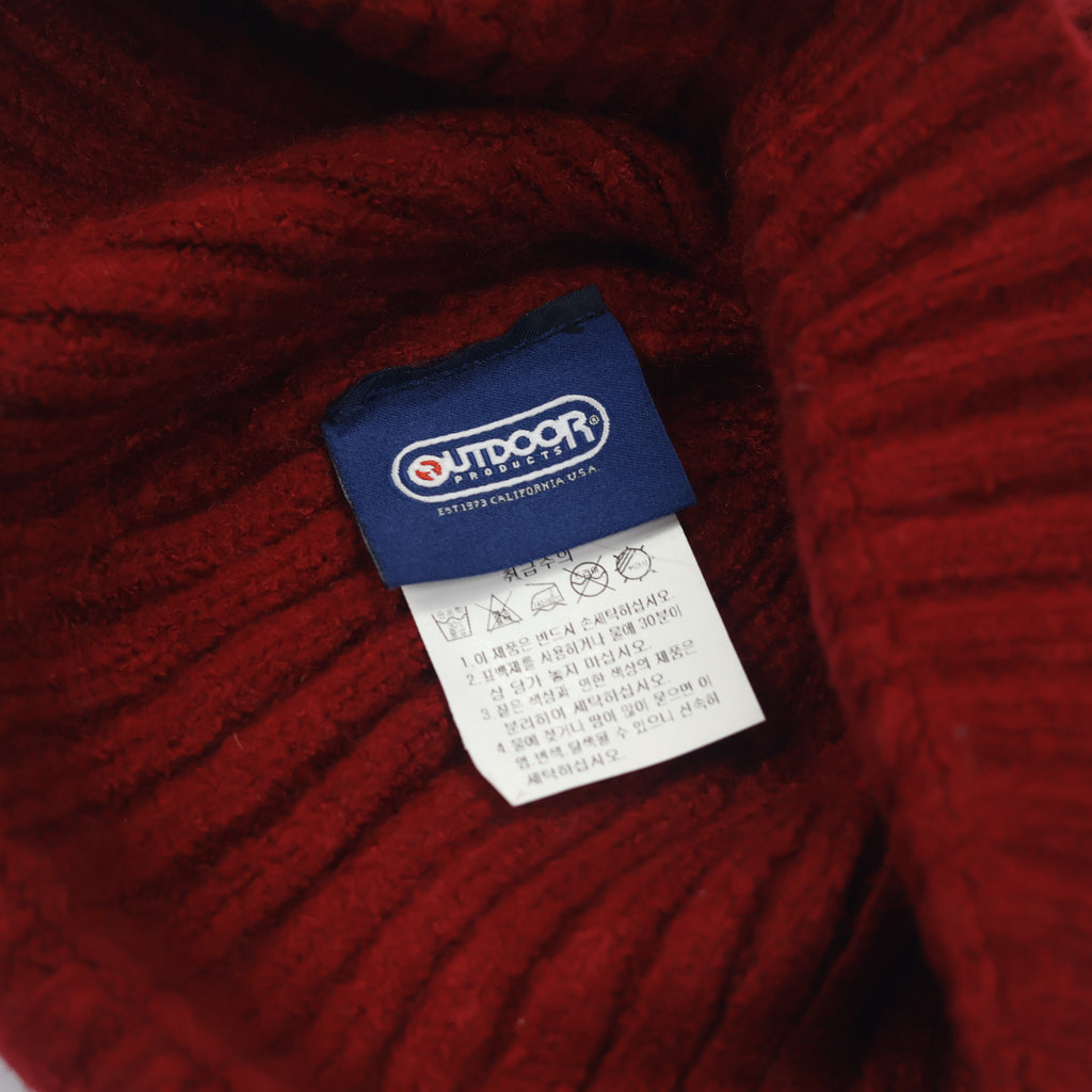 Vintage Style Short Beanie | Outdoor Products 1973 | Burgundy Red Knit