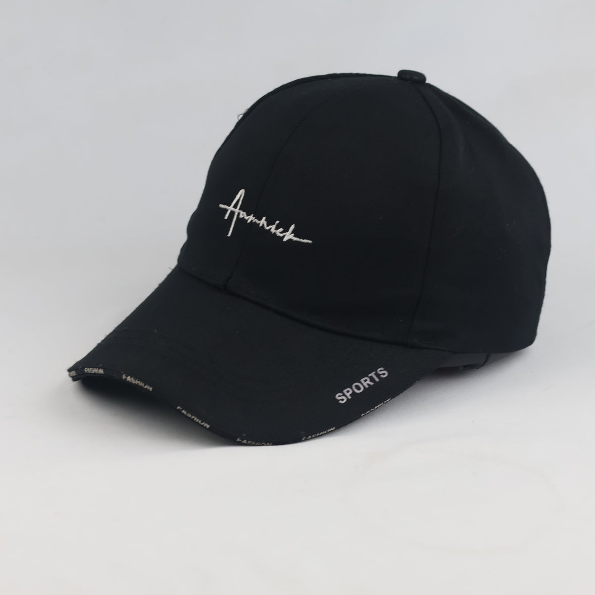 Thrifted Streetwear Black Cap with "Fashion" Brim Print (56-58cm) | 10544