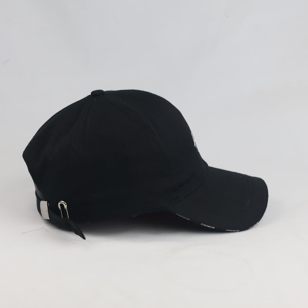 Thrifted Streetwear Black Cap with "Fashion" Brim Print (56-58cm) | 10544
