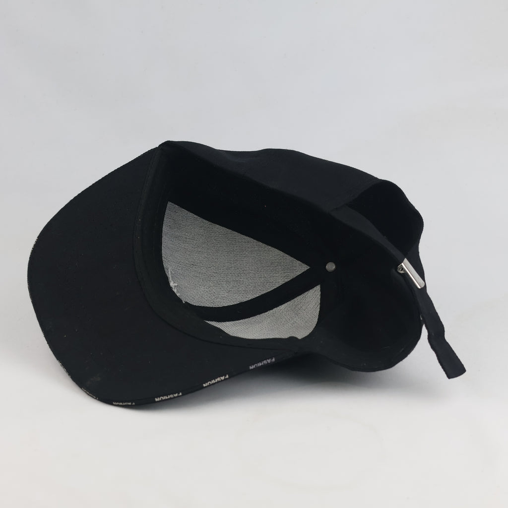Thrifted Streetwear Black Cap with "Fashion" Brim Print (56-58cm) | 10544