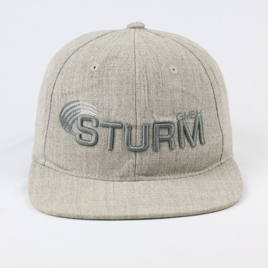 Thrifted Sturm GmbH Grey Wool Blend Cap | Yupoong Snapback 57-59cm