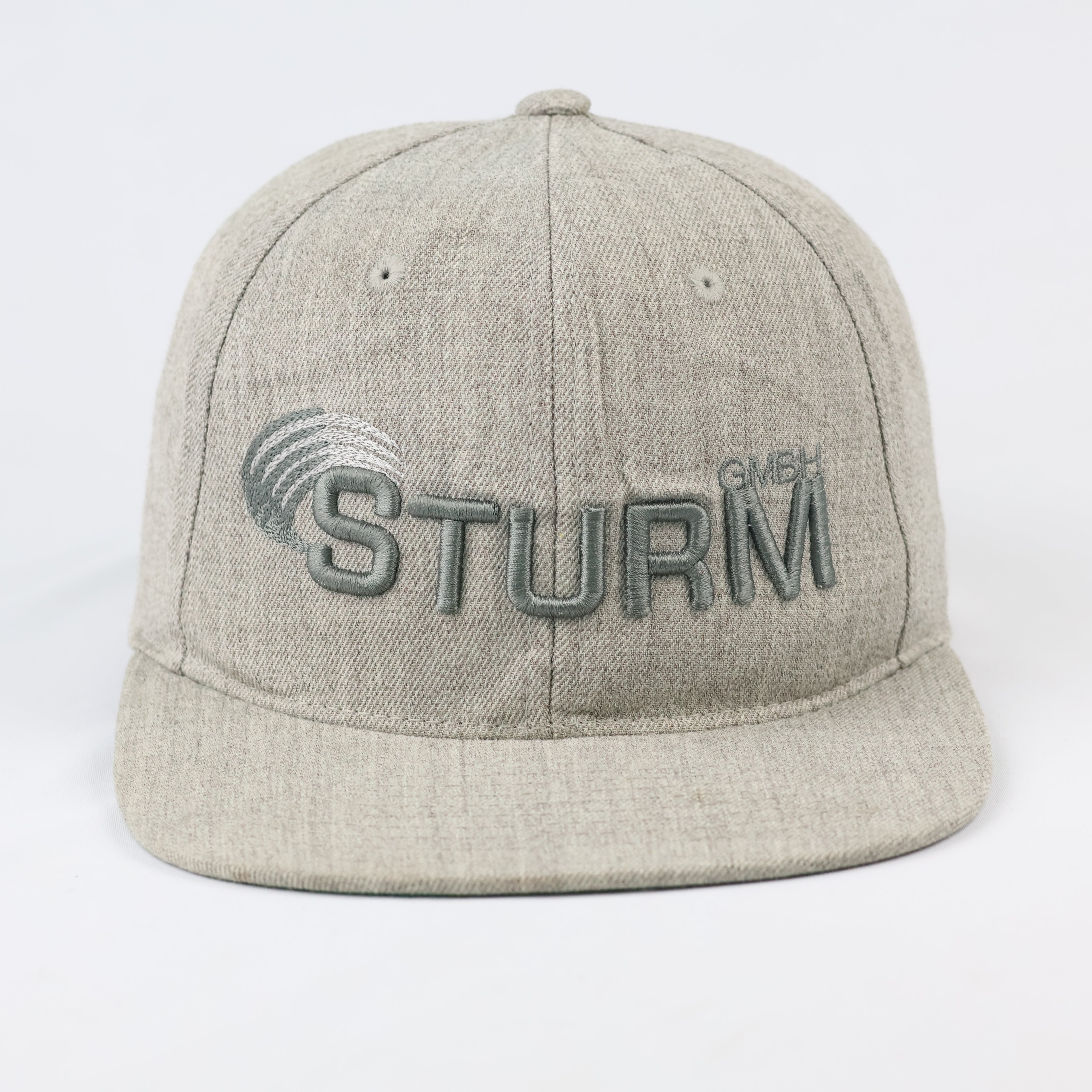 Thrifted Sturm GmbH Grey Wool Blend Cap | Yupoong Snapback 57-59cm