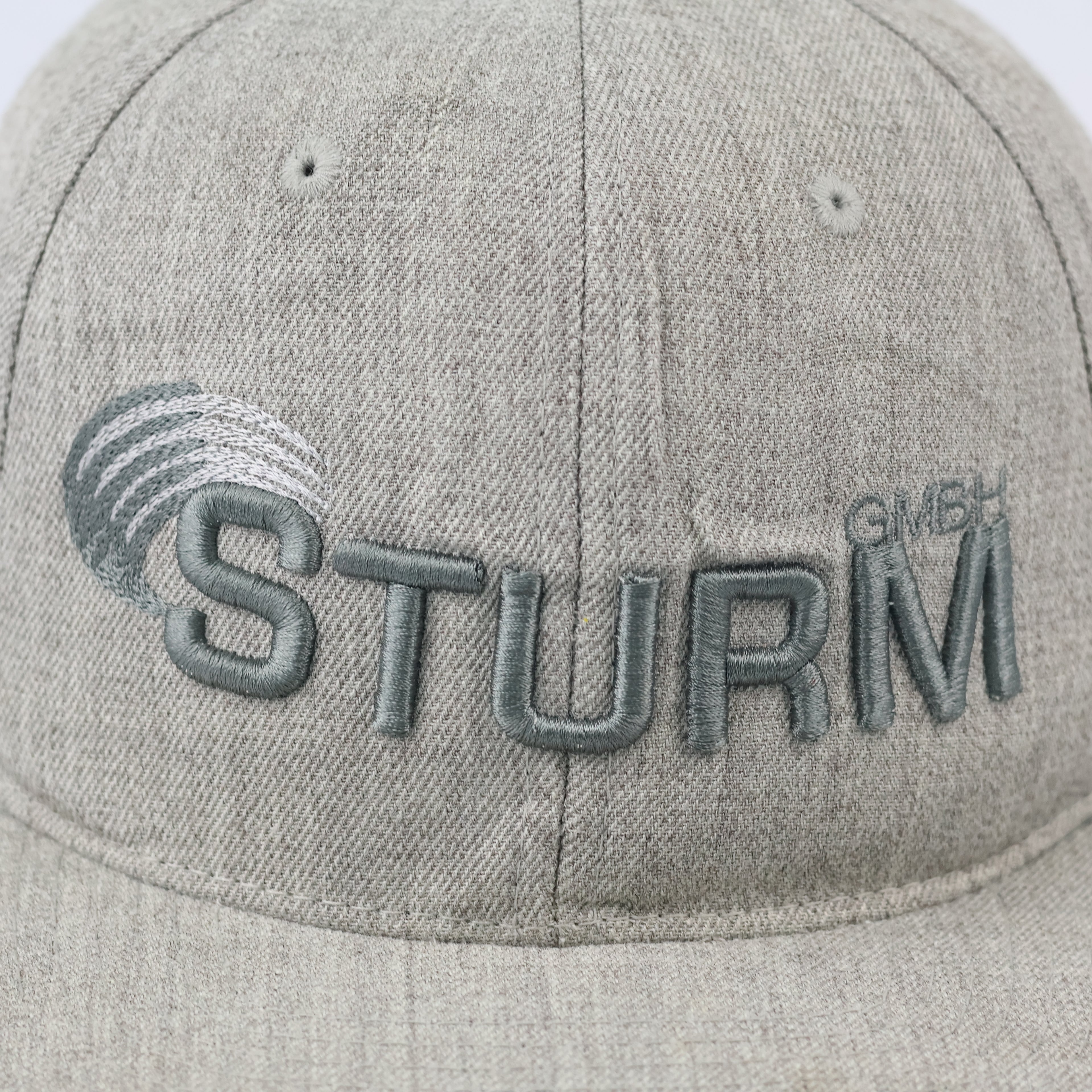 Thrifted Sturm GmbH Grey Wool Blend Cap | Yupoong Snapback 57-59cm