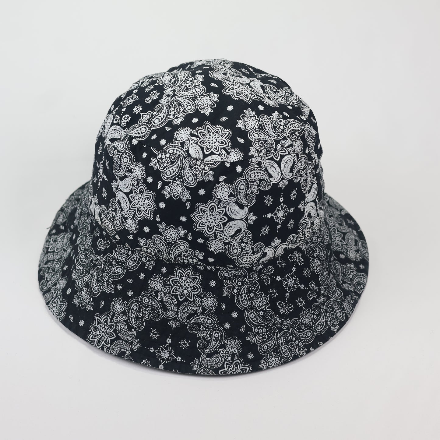 Reversible 2-in-1 Bucket Hat | Black Paisley Bandana & Solid Beige | Unisex