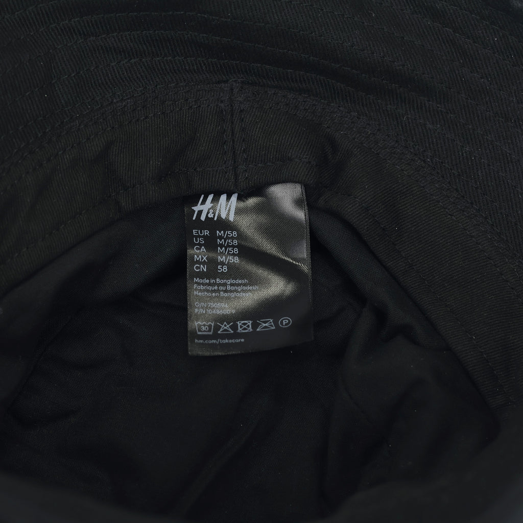 H&M Black Cotton Bucket Hat | Classic Fisherman Cap | Size M (58cm)