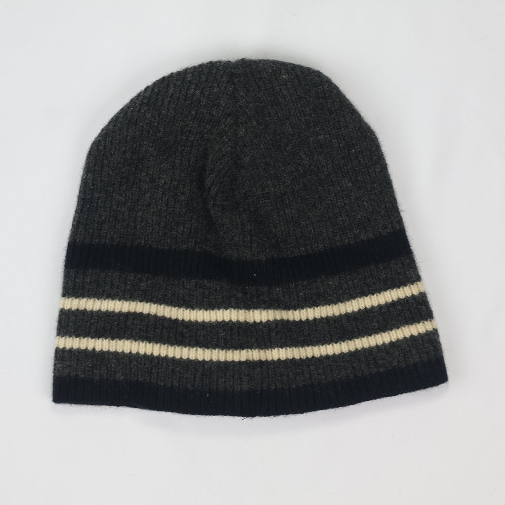Vintage Lecaf Sport Knit Cap | Charcoal Grey with Cream Stripes | Unisex