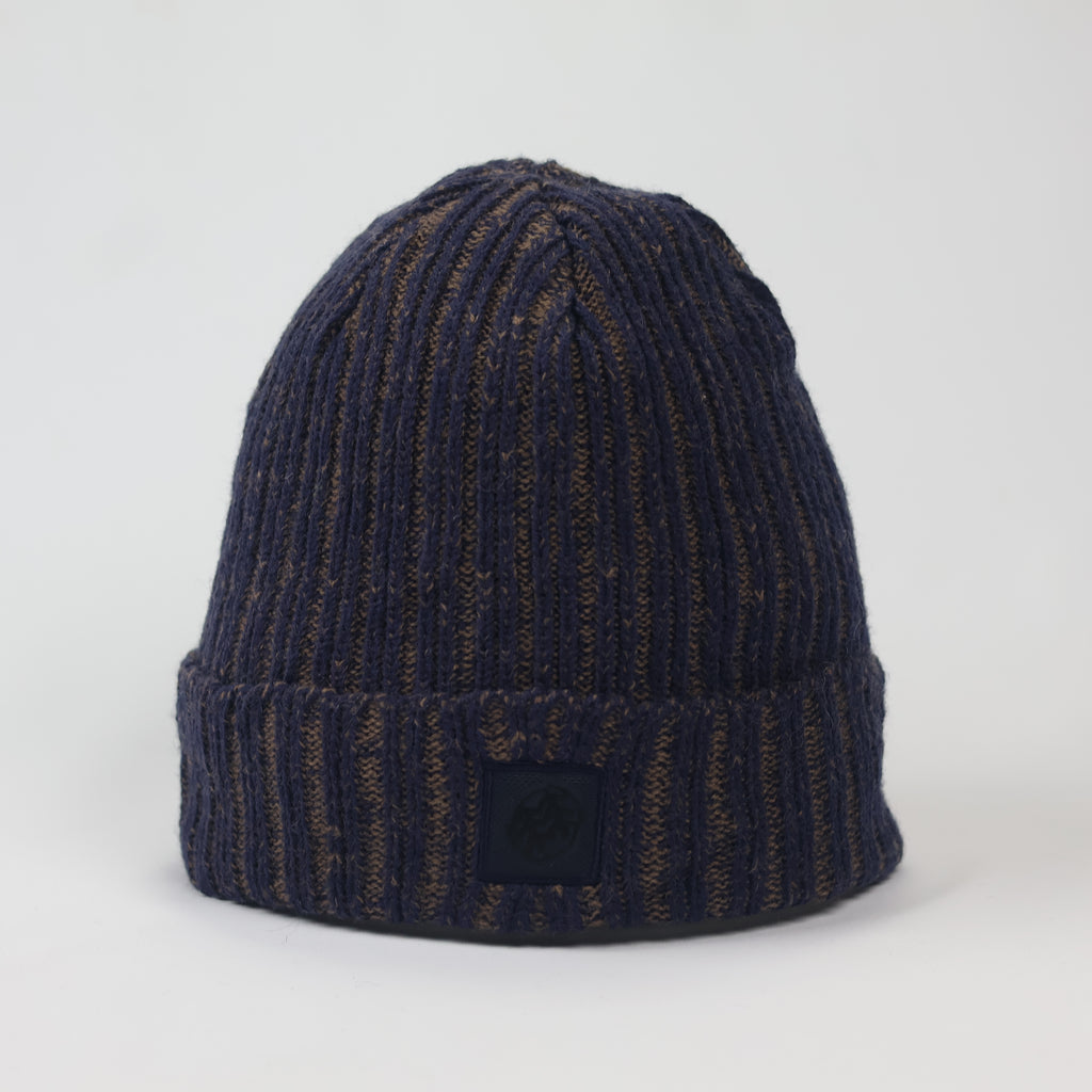 Kolon Sport Authentic Beanie | Korean Outdoor Brand | Navy & Brown Marl Knit