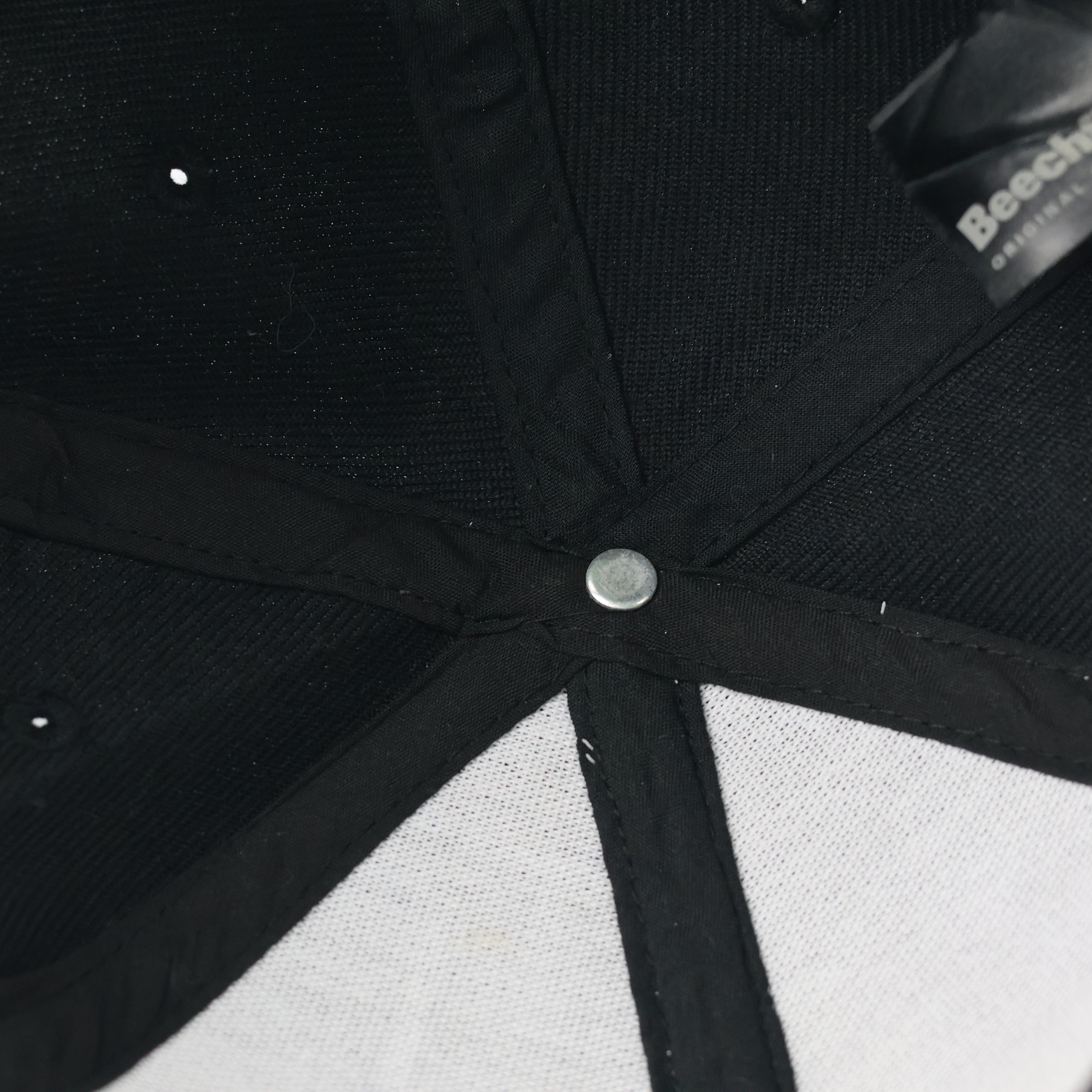 Thrifted Black Sorry Mom Tattoo Hat | Green Underbrim Snapback