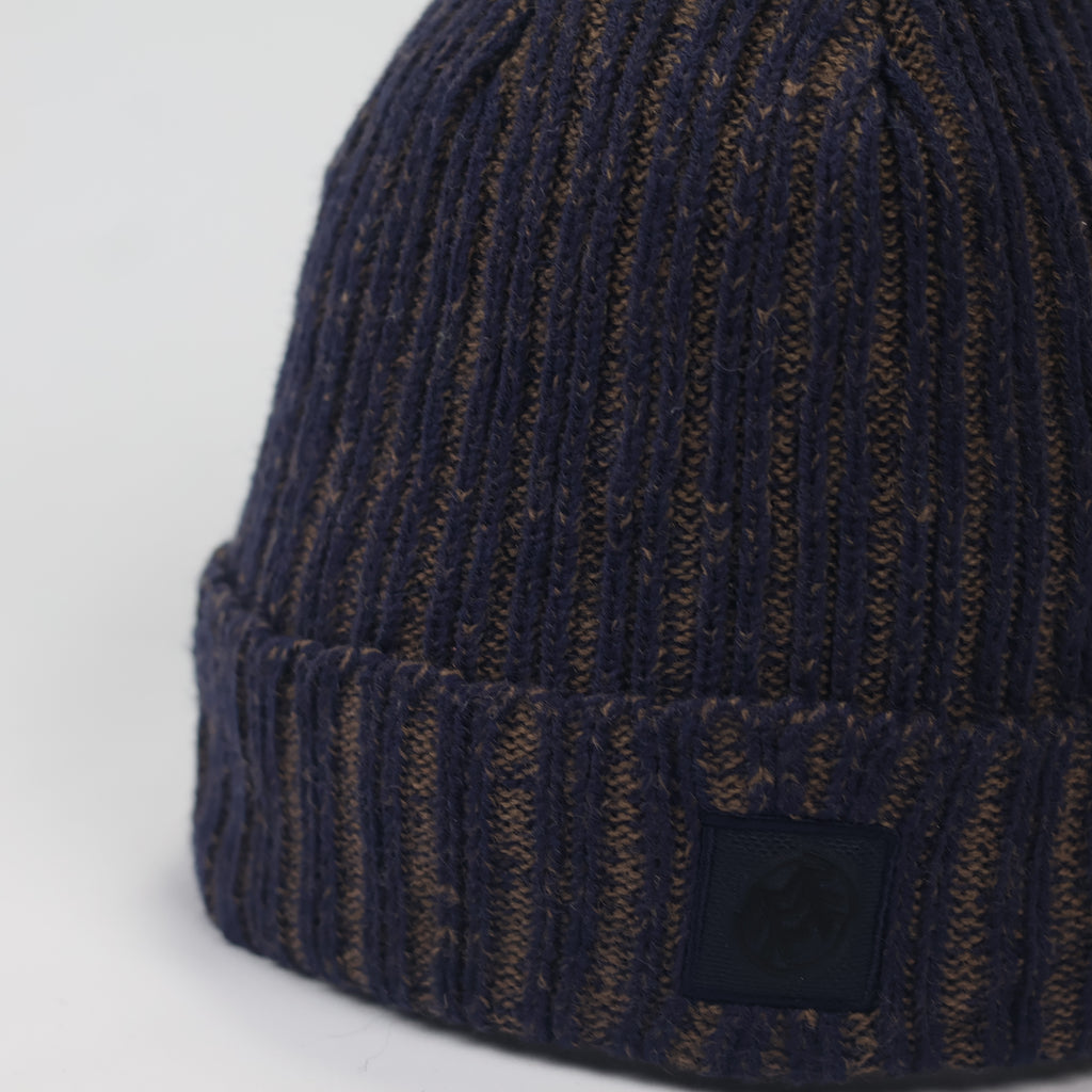 Kolon Sport Authentic Beanie | Korean Outdoor Brand | Navy & Brown Marl Knit
