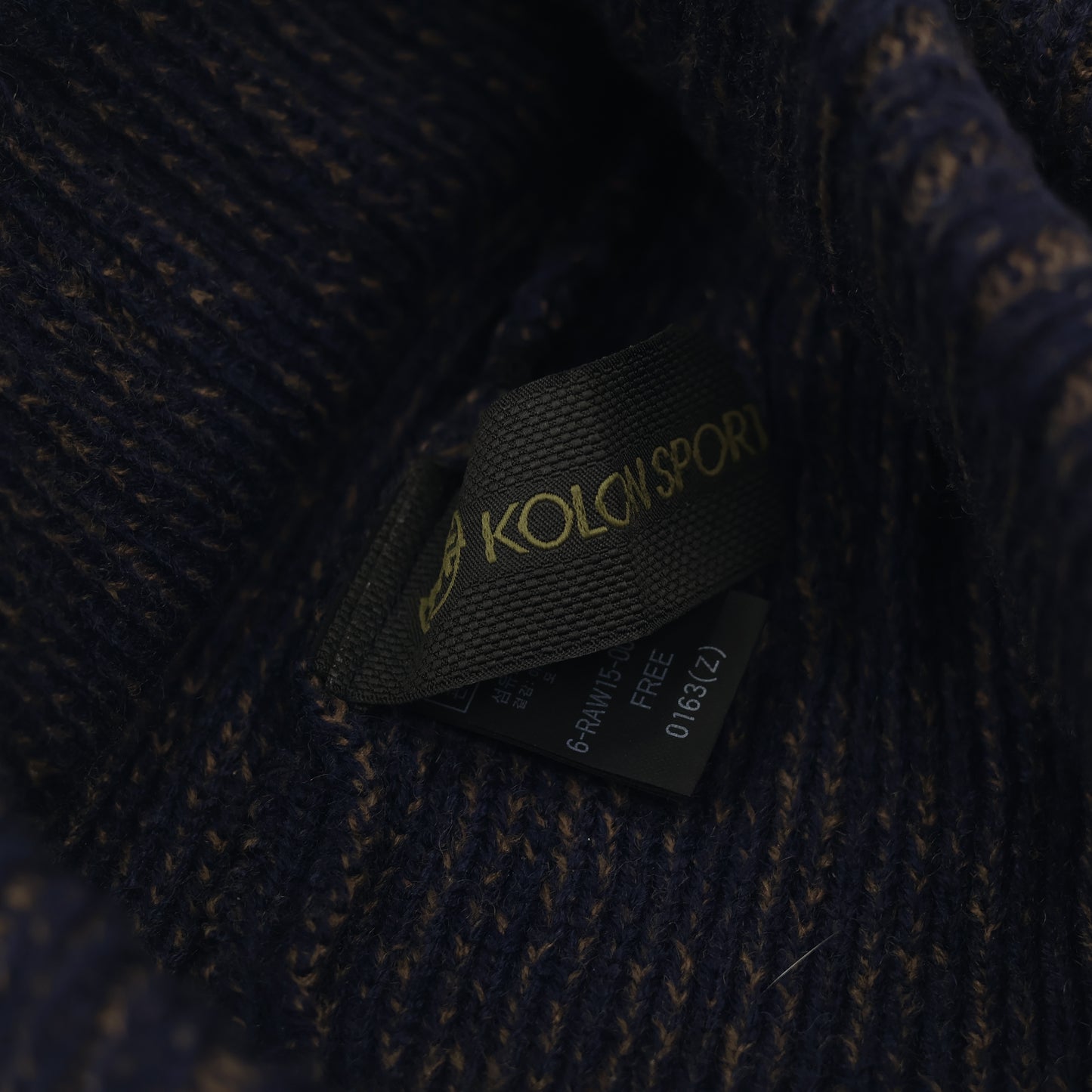 Kolon Sport Authentic Beanie | Korean Outdoor Brand | Navy & Brown Marl Knit
