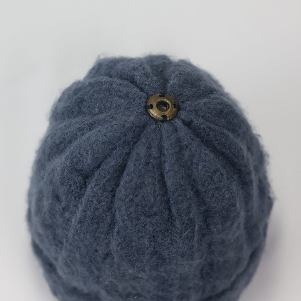 Navy Blue Fuzzy Cable Knit Beanie | Soft Angora-Style Winter Hat | Youth/Teen Size (12-16Y)