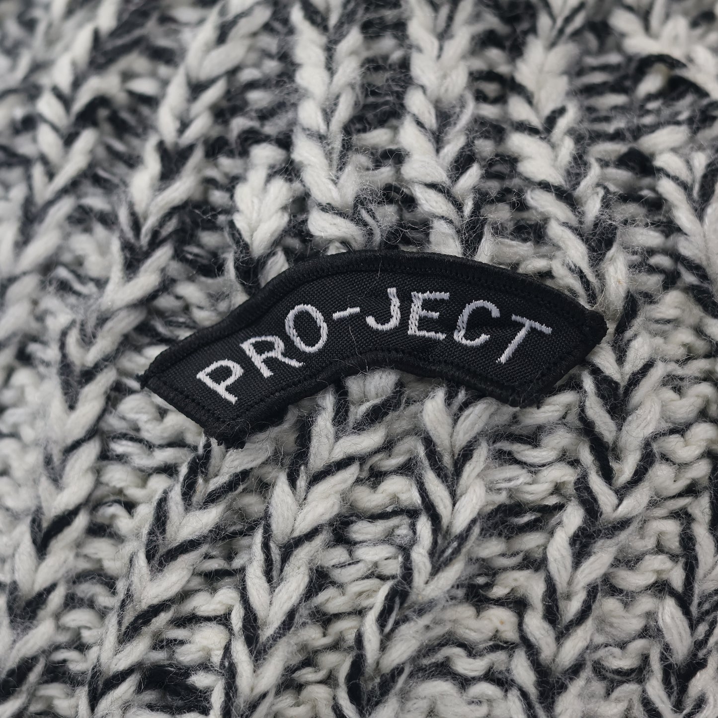 Streetwear "Project" Patch Beanie | Oreo Marl Knit | Thermal Lined Cap