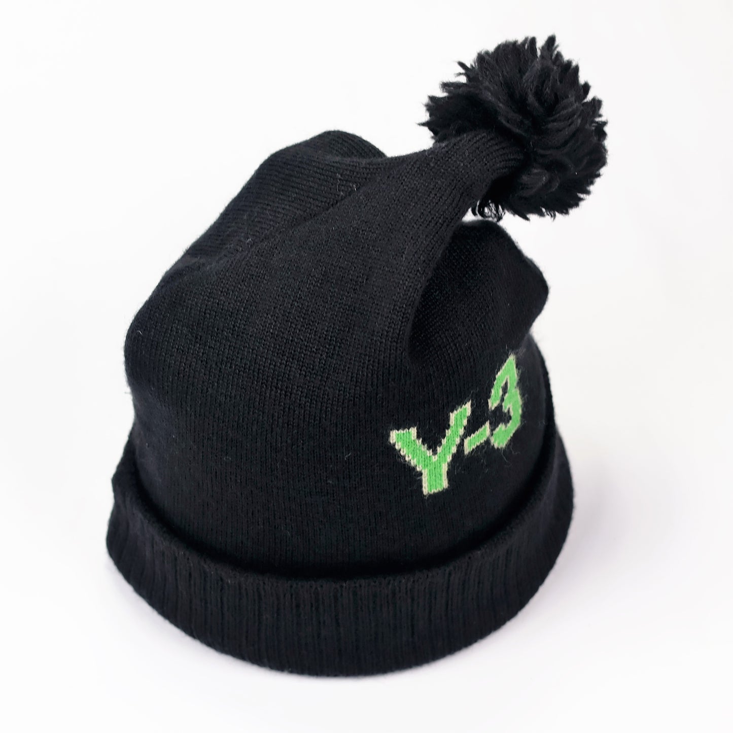 Y-3 Adidas x Yohji Yamamoto Designer Beanie | 100% Wool Black & Neon Green Knit