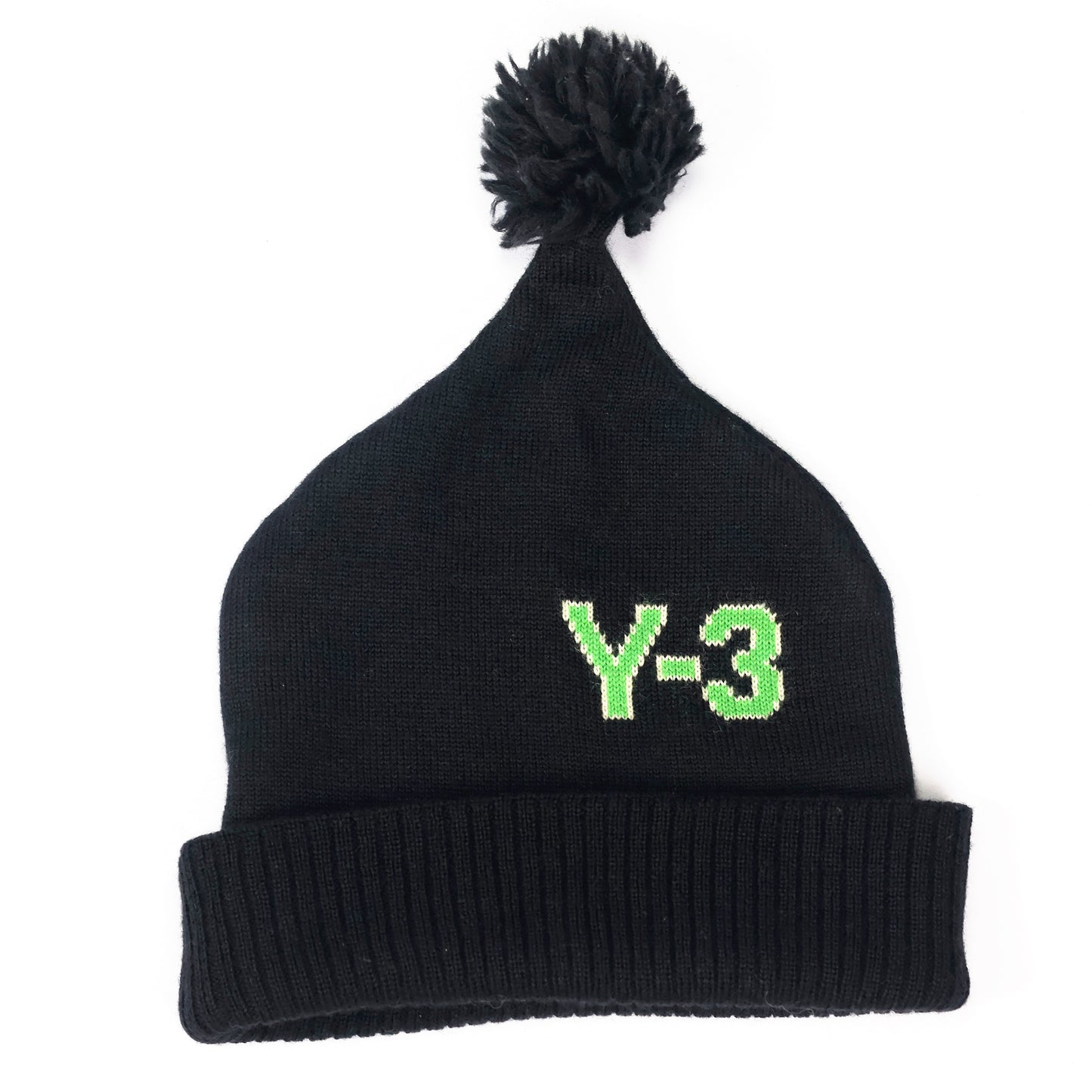Y-3 Adidas x Yohji Yamamoto Designer Beanie | 100% Wool Black & Neon Green Knit