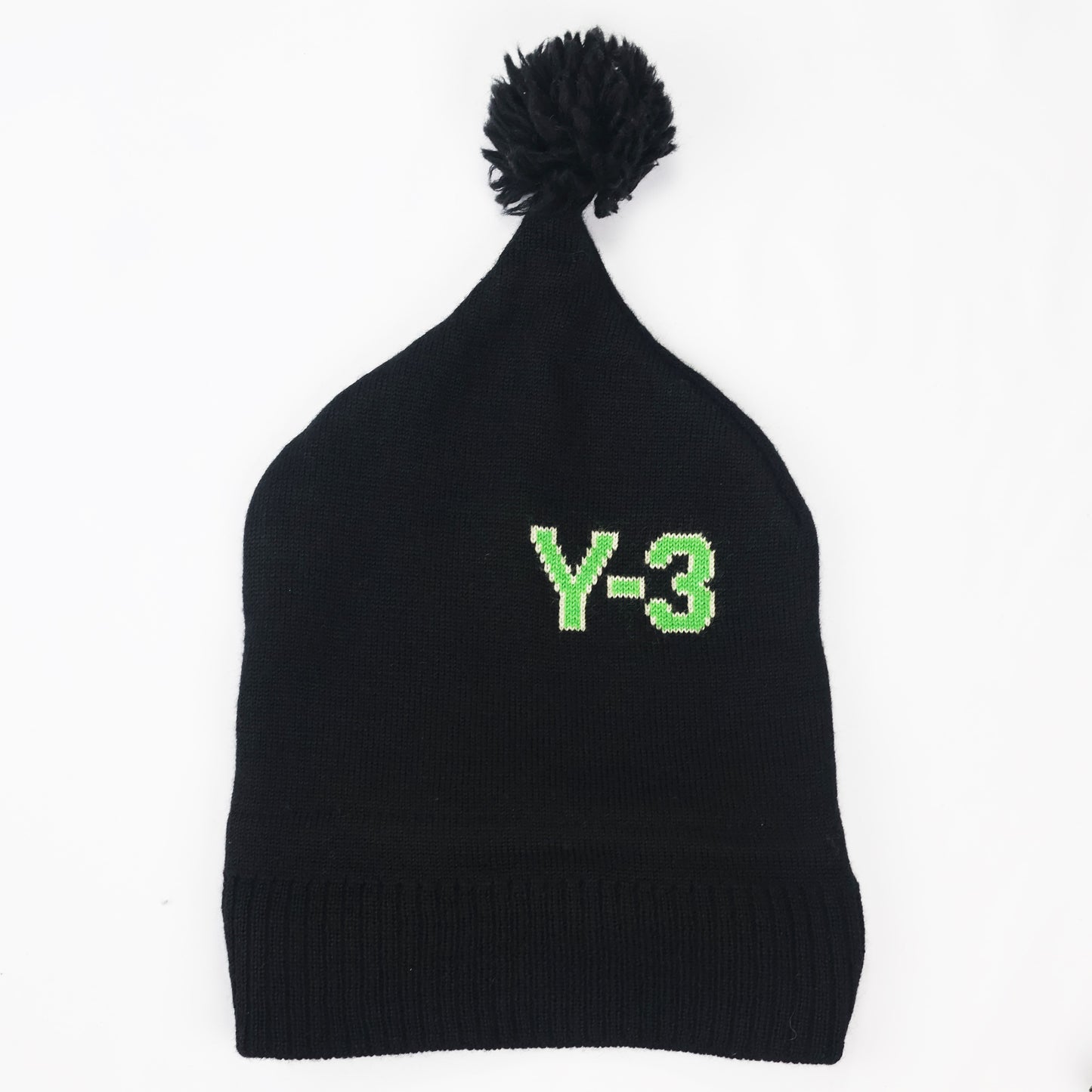 Y-3 Adidas x Yohji Yamamoto Designer Beanie | 100% Wool Black & Neon Green Knit
