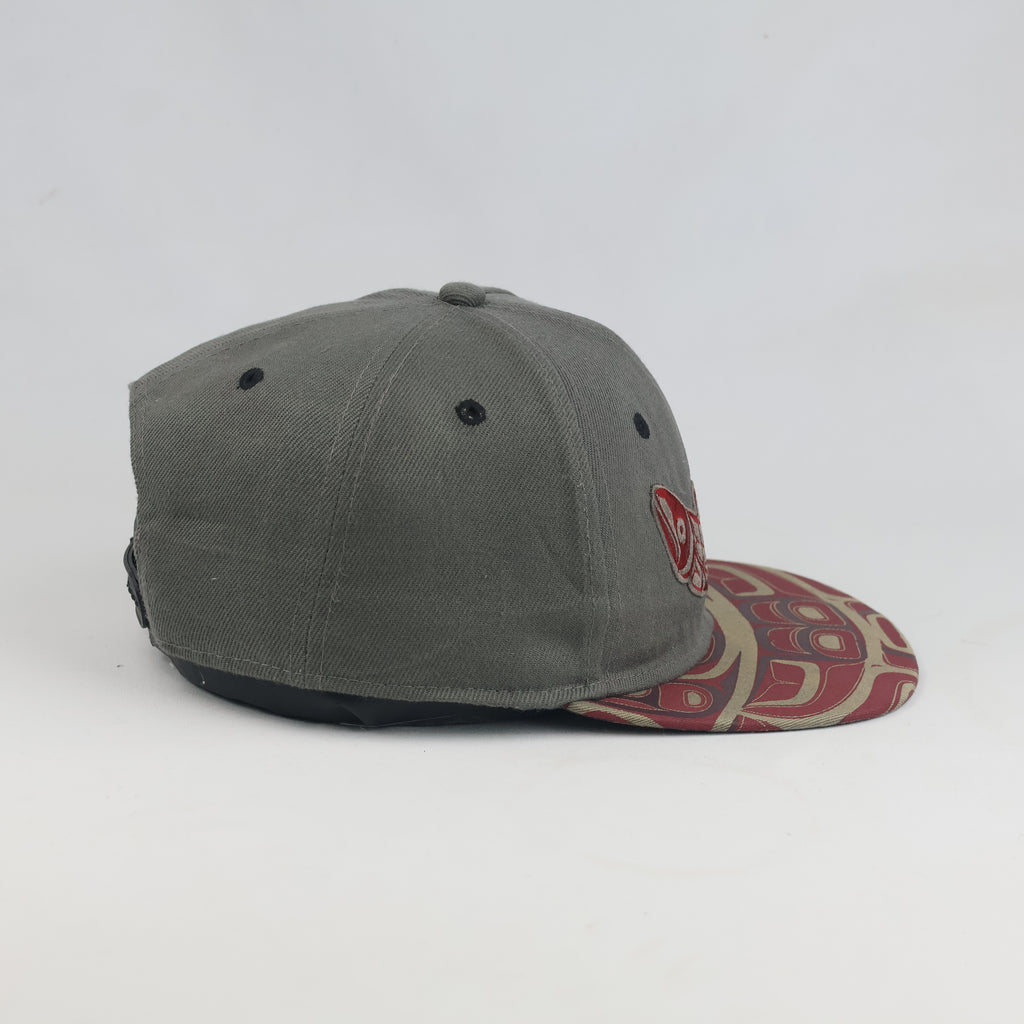 Thrifted Native Origins Salmon Print Gray Baseball Cap (57-58cm) | 10572