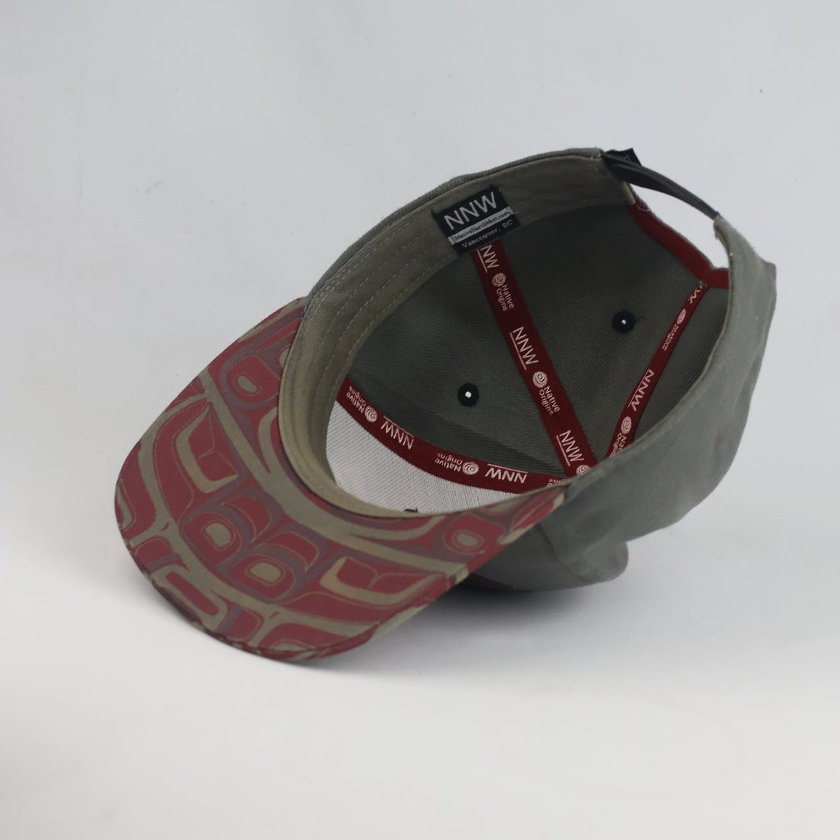Thrifted Native Origins Salmon Print Gray Baseball Cap (57-58cm) | 10572