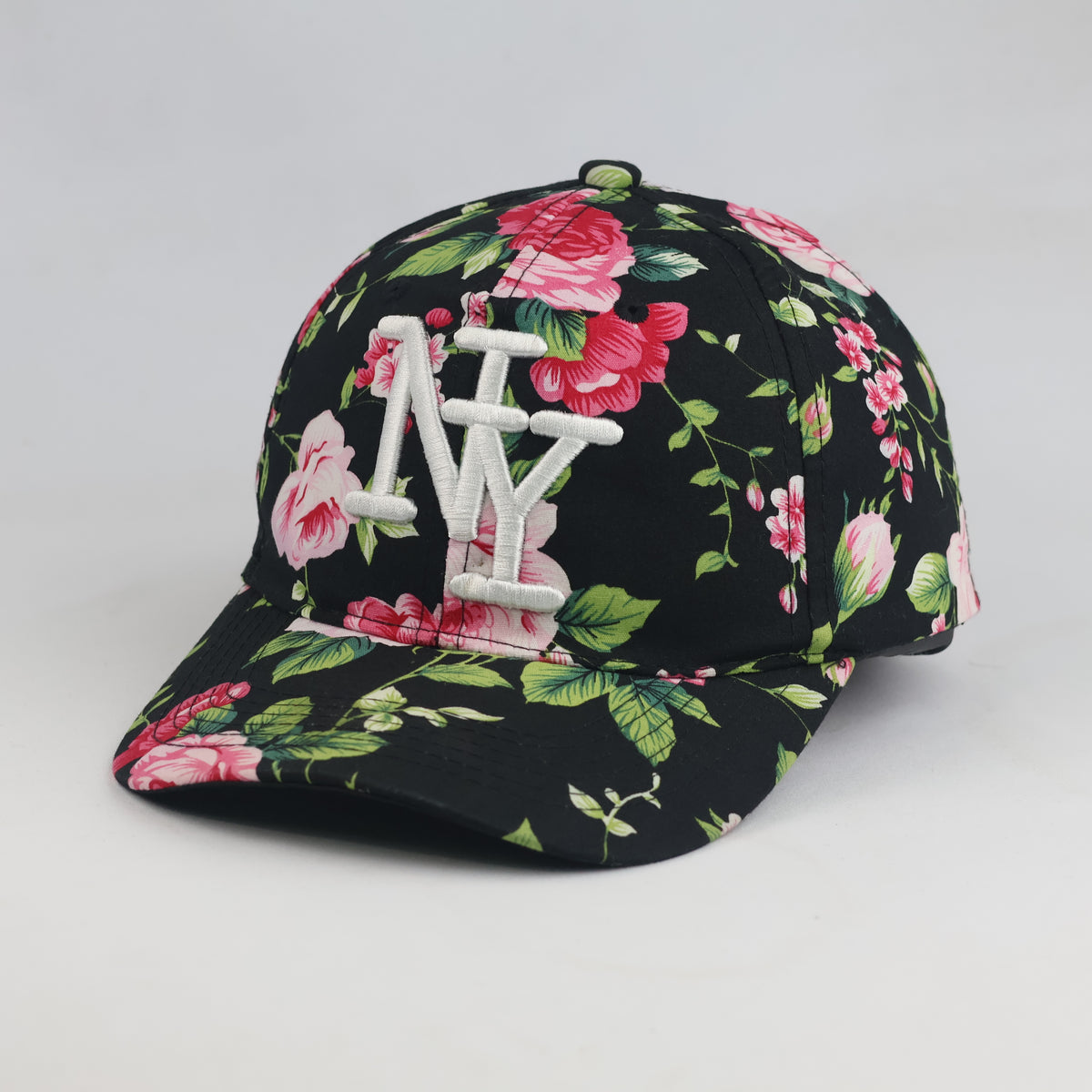 Thrifted New York Pink Roses Black Baseball Cap (56-57cm) | 10571