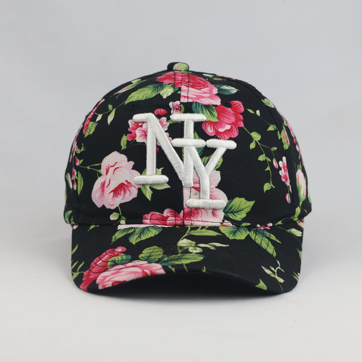 Thrifted New York Pink Roses Black Baseball Cap (56-57cm) | 10571