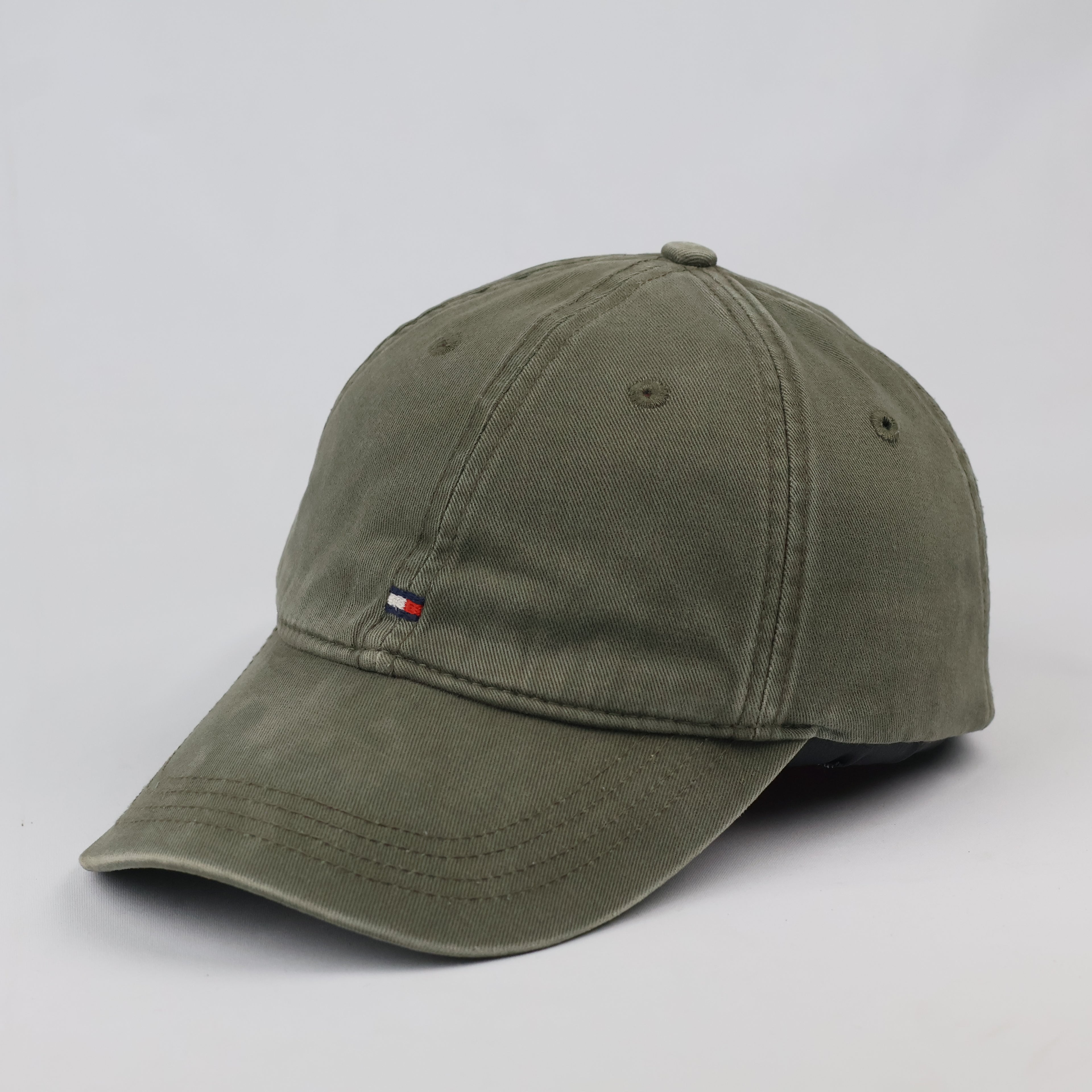 Thrifted Tommy Hilfiger Flag Logo Cap | Olive Green Strapback