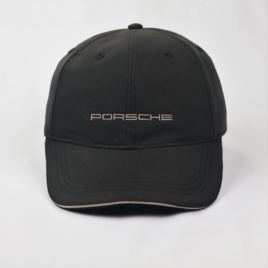 Genuine Porsche Performance Cap - Black with Tan Piping - One Size
