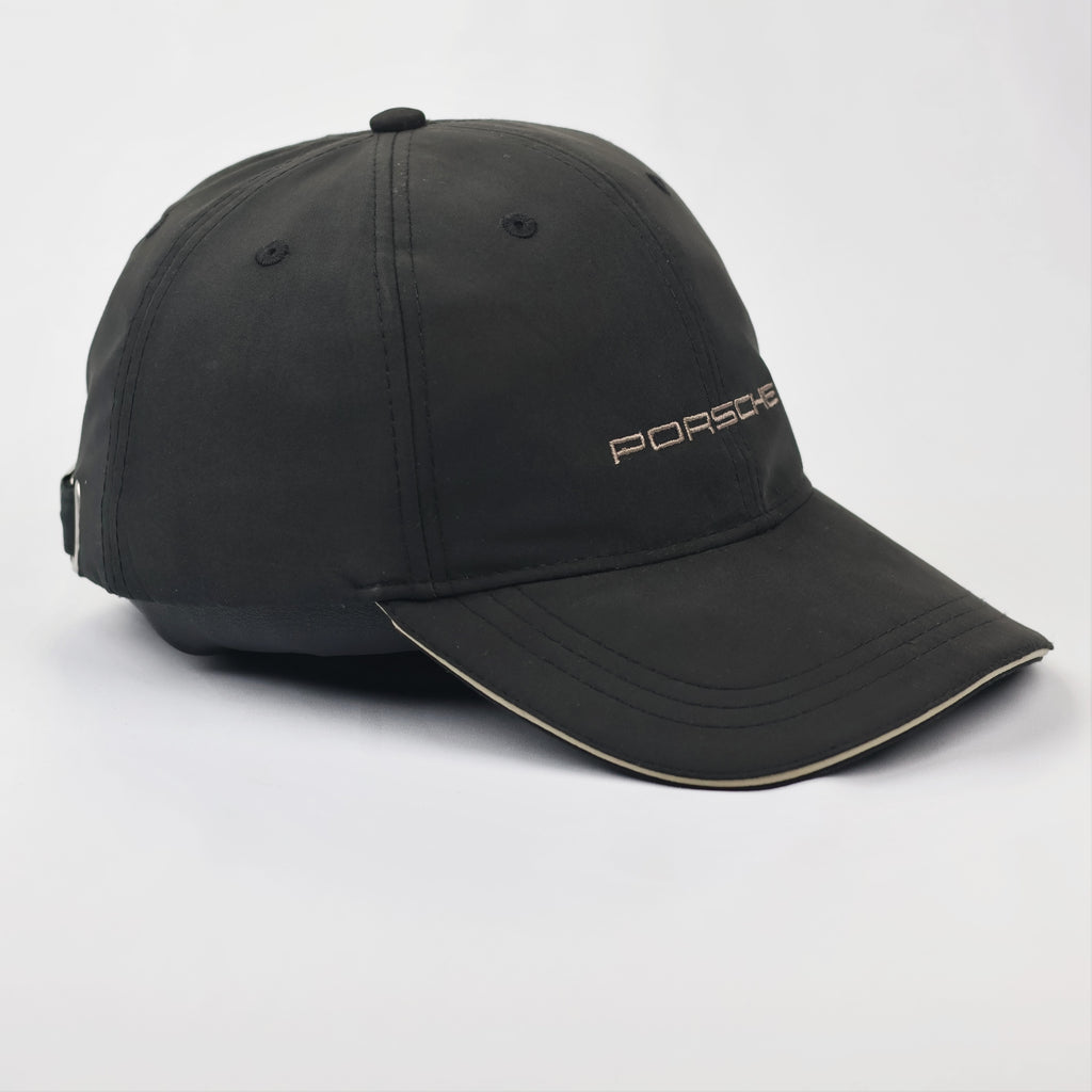 Genuine Porsche Performance Cap - Black with Tan Piping - One Size
