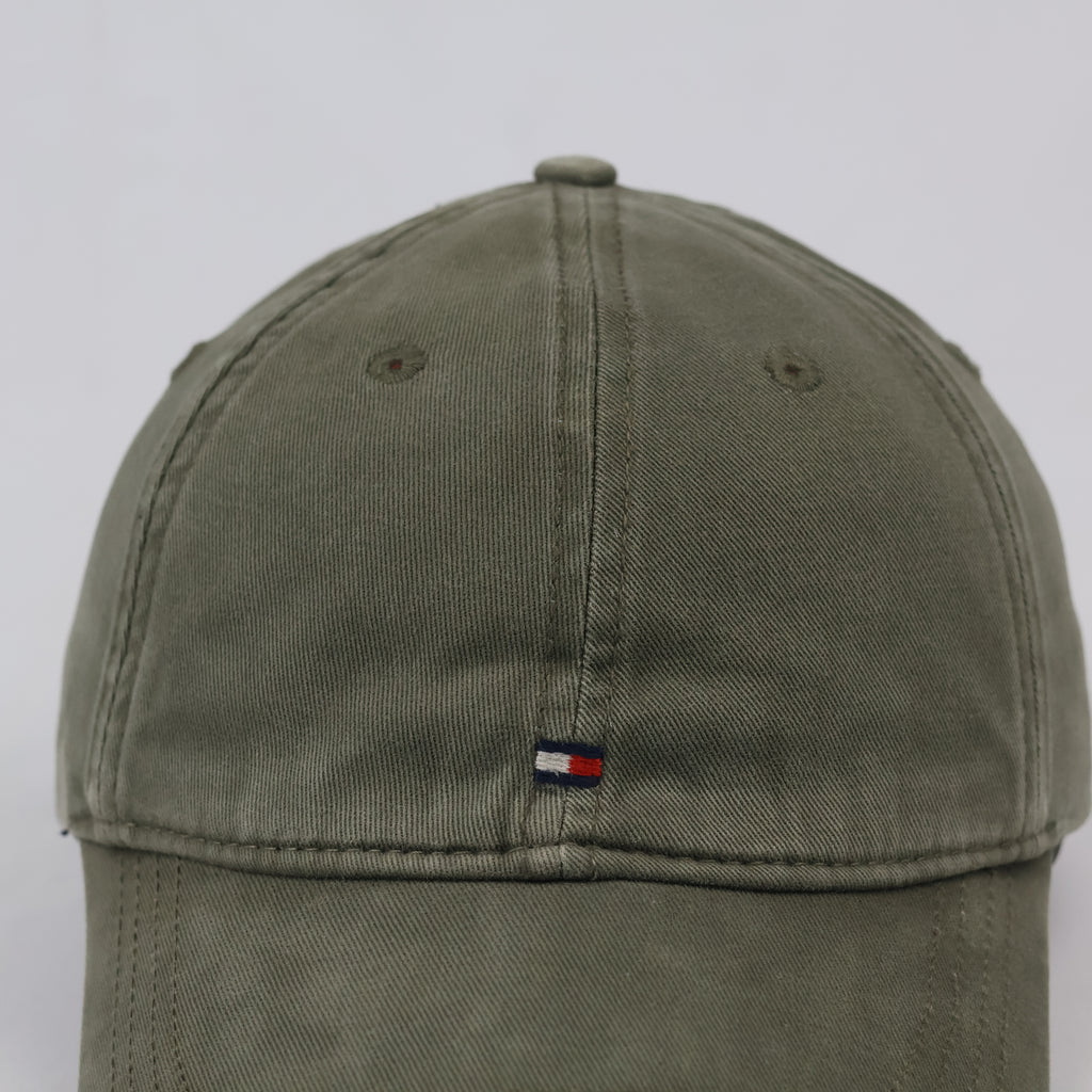 Thrifted Tommy Hilfiger Flag Logo Cap | Olive Green Strapback