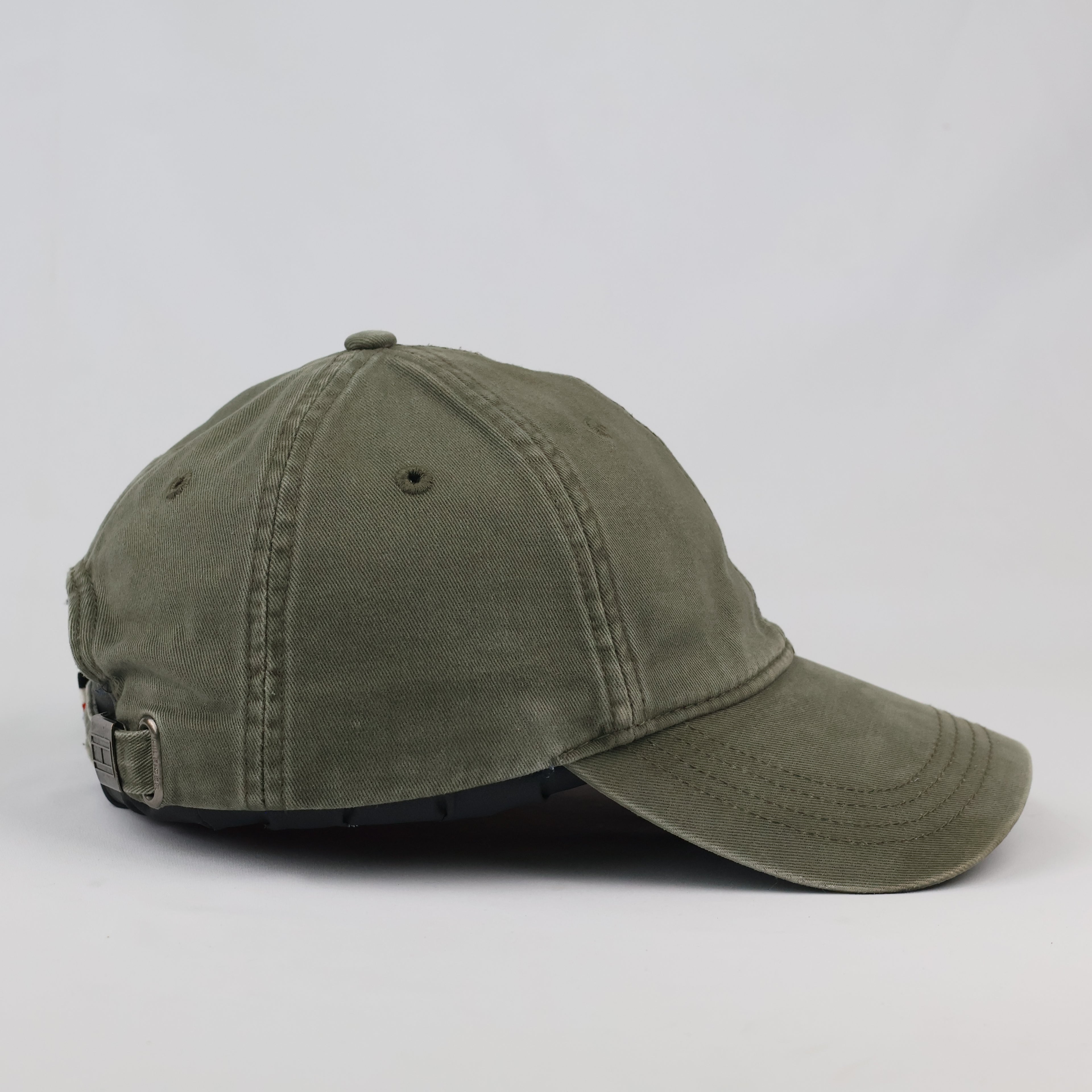 Thrifted Tommy Hilfiger Flag Logo Cap | Olive Green Strapback
