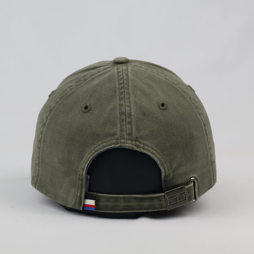 Thrifted Tommy Hilfiger Flag Logo Cap | Olive Green Strapback