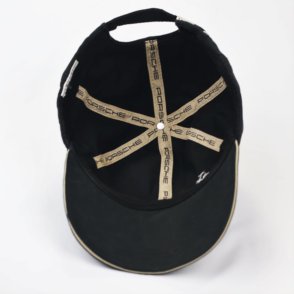 Genuine Porsche Performance Cap - Black with Tan Piping - One Size