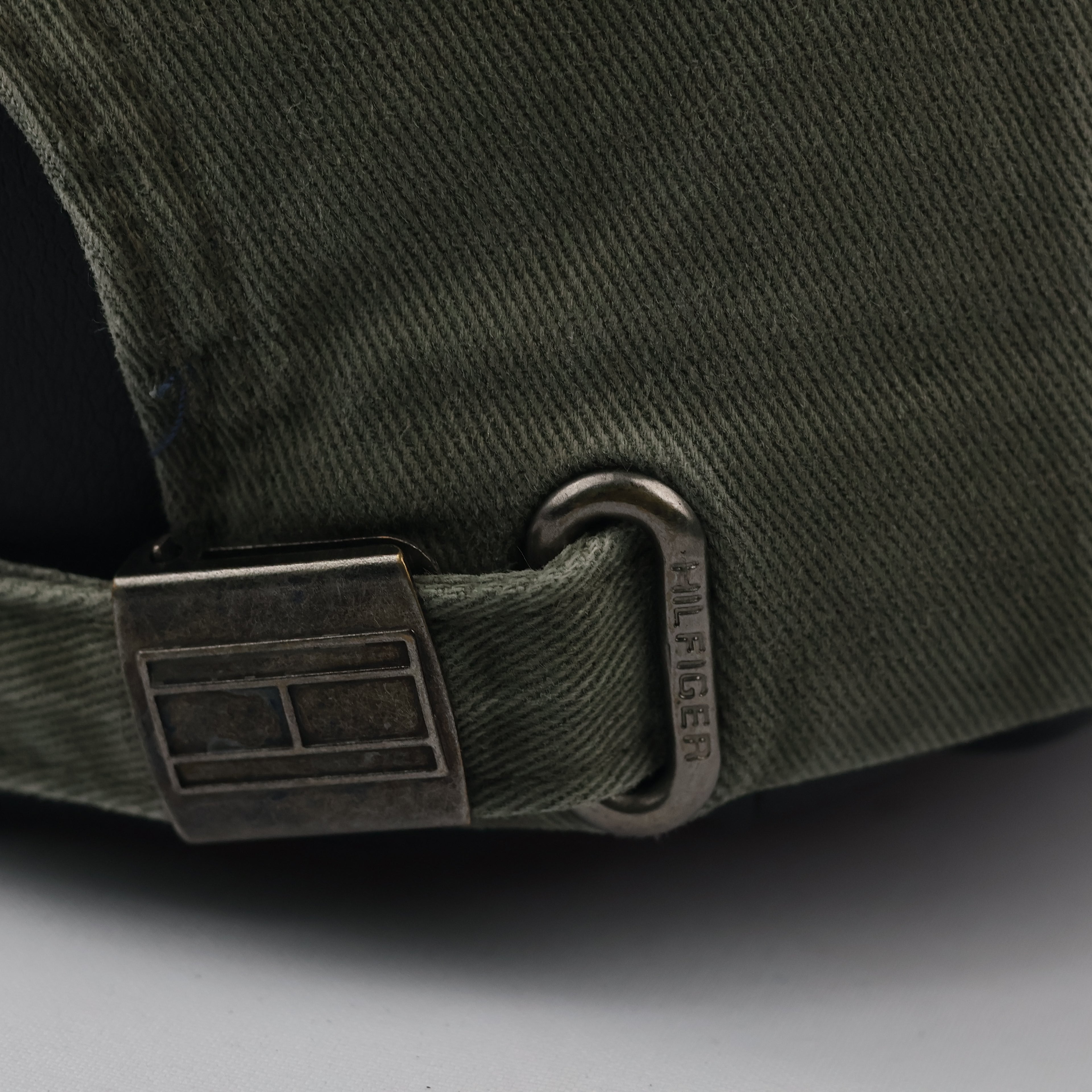 Thrifted Tommy Hilfiger Flag Logo Cap | Olive Green Strapback