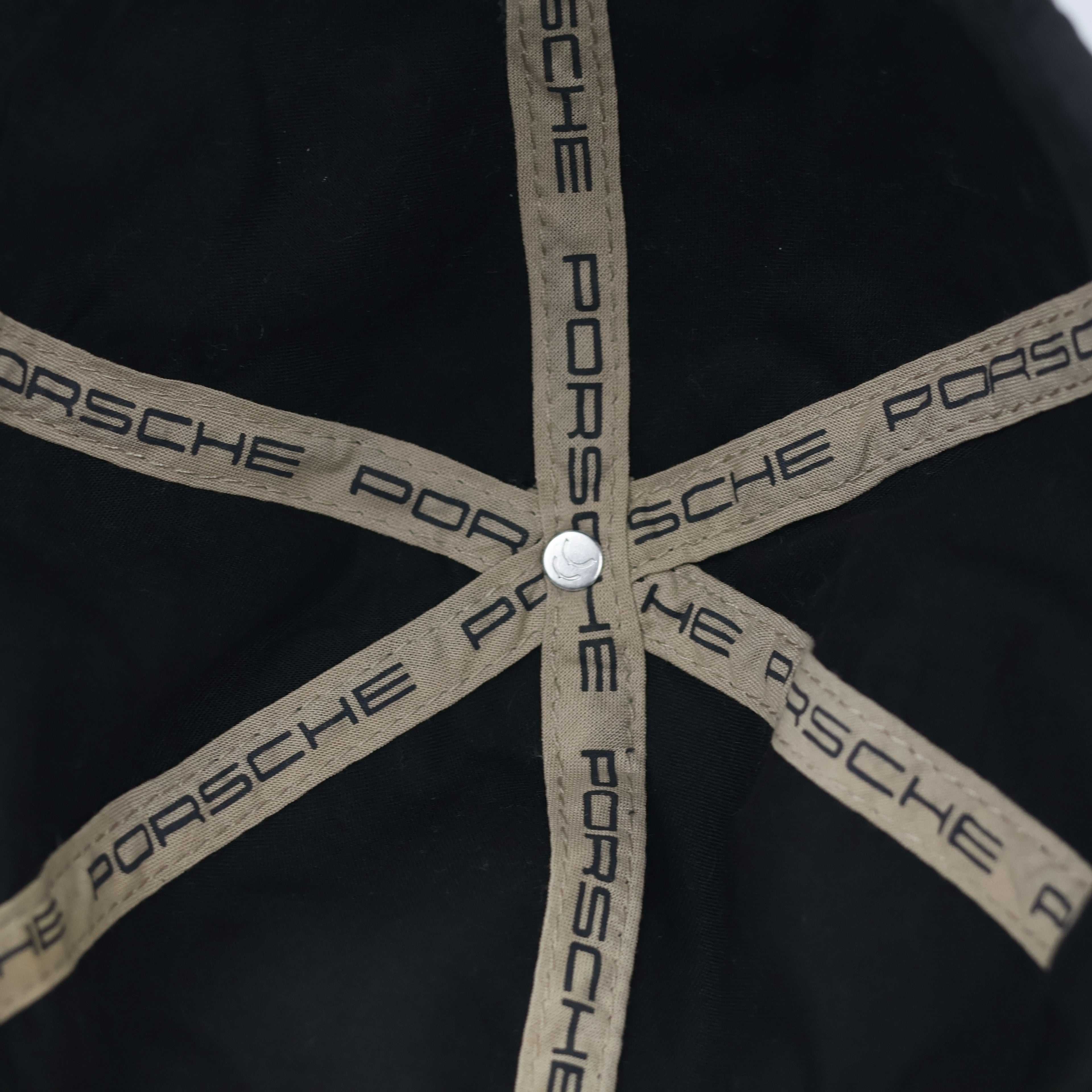Genuine Porsche Performance Cap - Black with Tan Piping - One Size