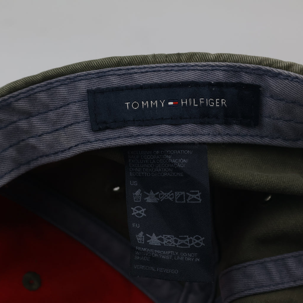 Thrifted Tommy Hilfiger Flag Logo Cap | Olive Green Strapback