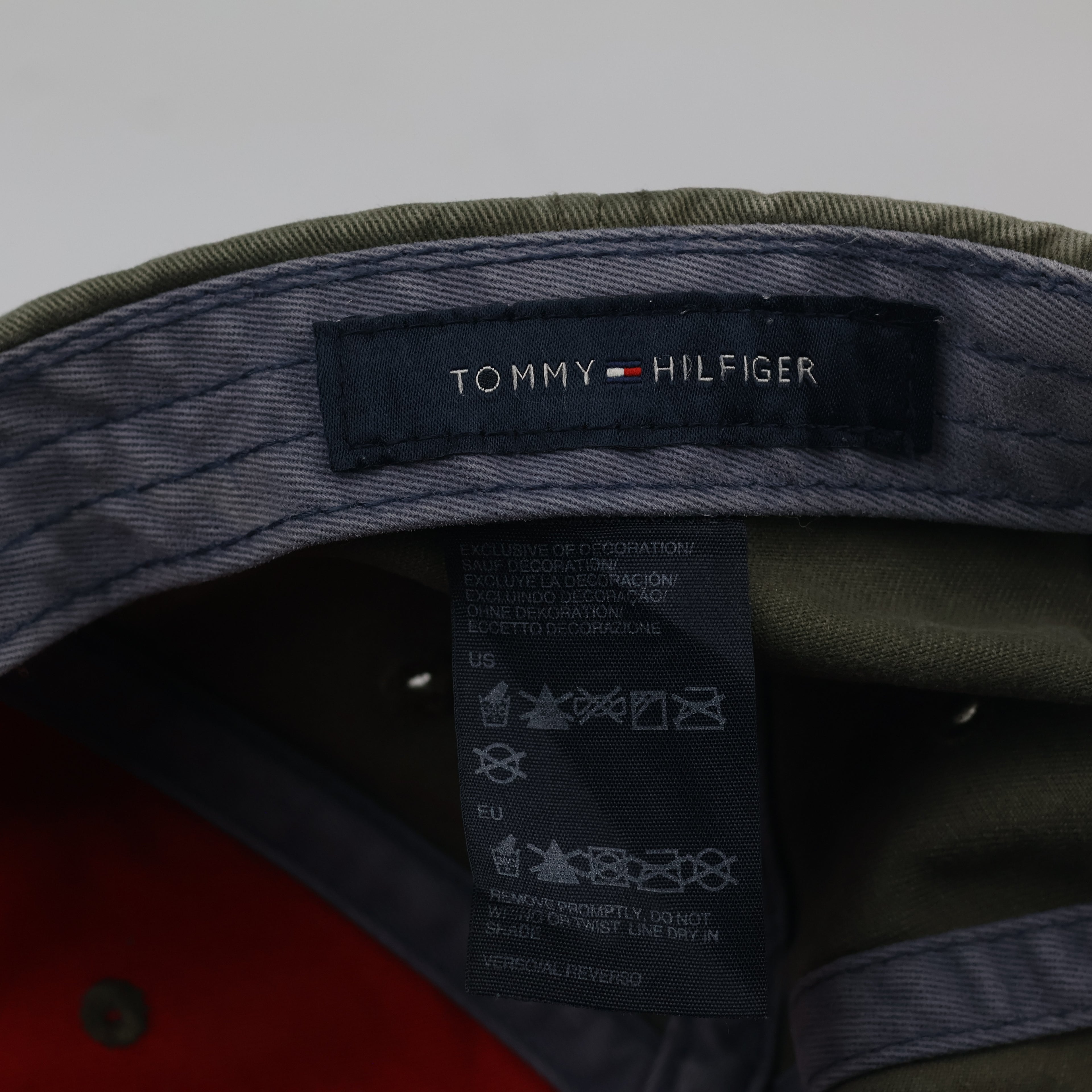 Thrifted Tommy Hilfiger Flag Logo Cap | Olive Green Strapback