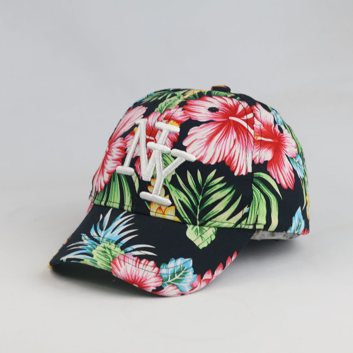 Thrifted New York Summer Hibiscus Print Baseball Cap (54cm) | 10562