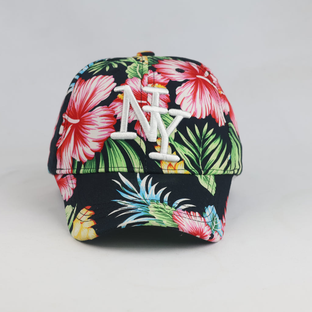 Thrifted New York Summer Hibiscus Print Baseball Cap (54cm) | 10562