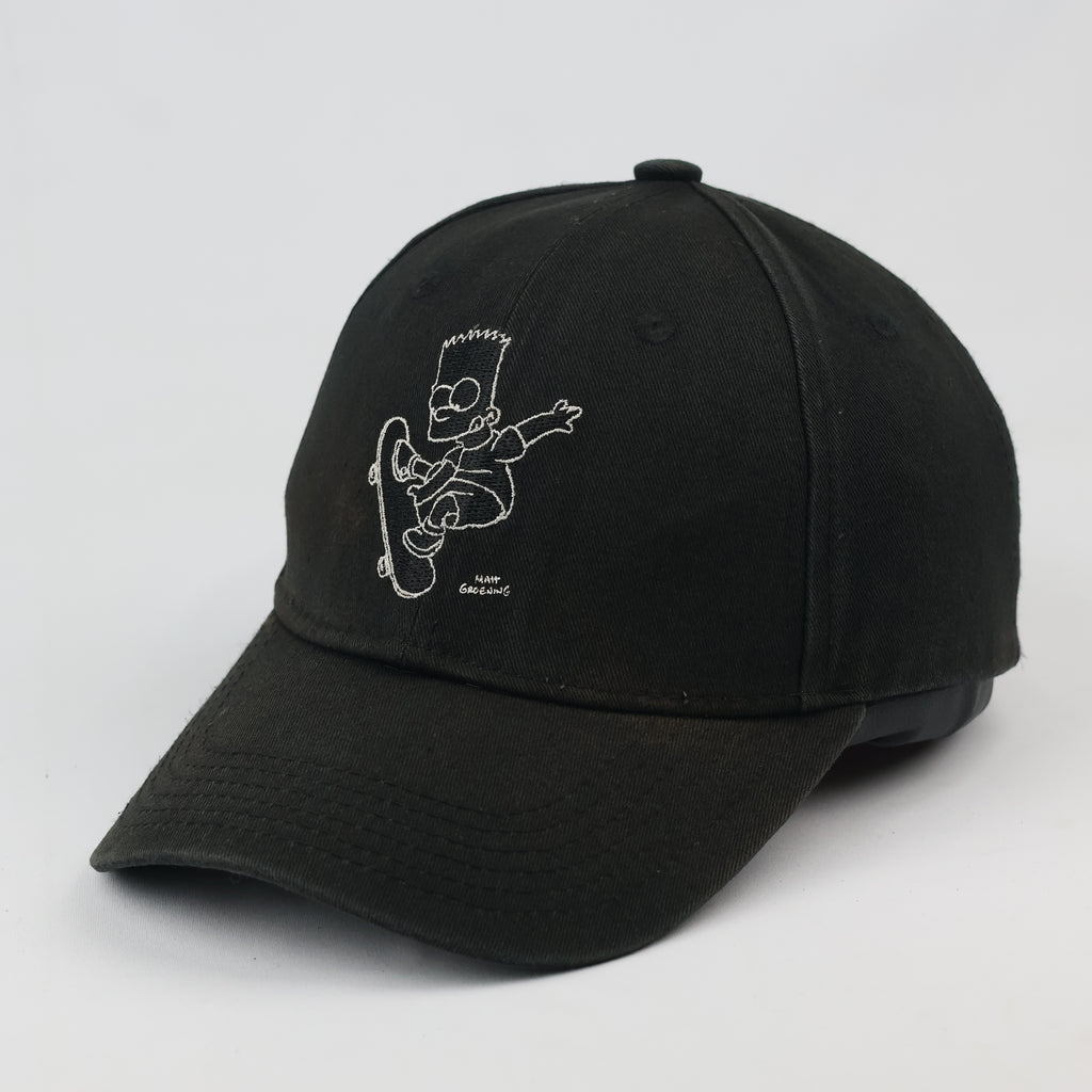 Thrifted Black Bart Simpson Skateboard Cap | Matt Groening Snapback