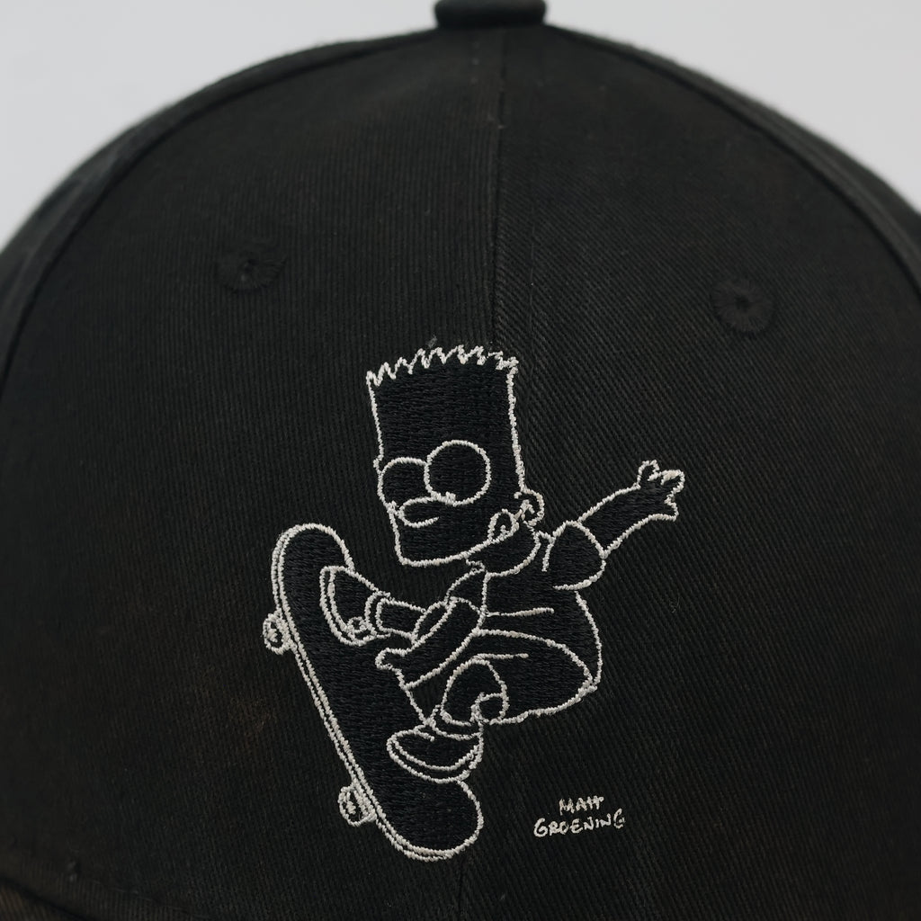 Thrifted Black Bart Simpson Skateboard Cap | Matt Groening Snapback