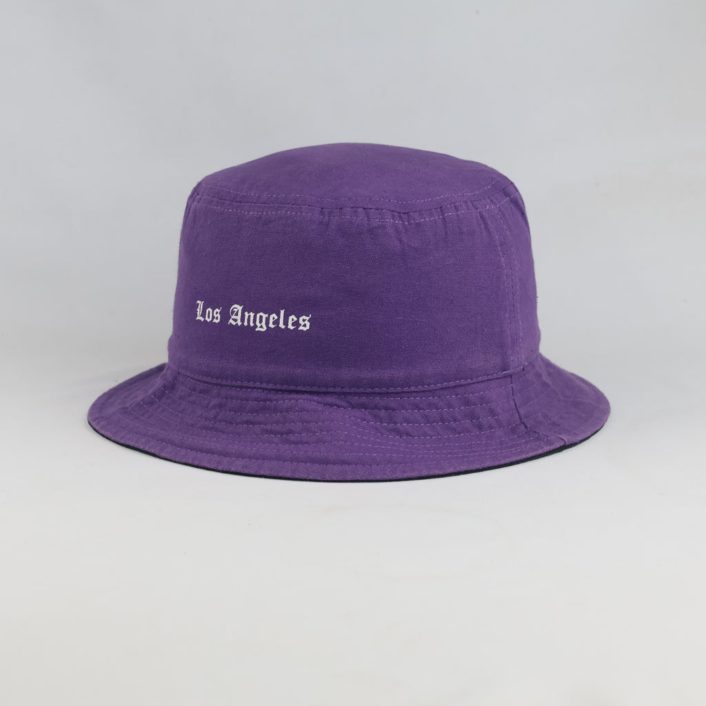 Thrifted 2-in-1 Purple & Black LA Bucket Cap (56cm)