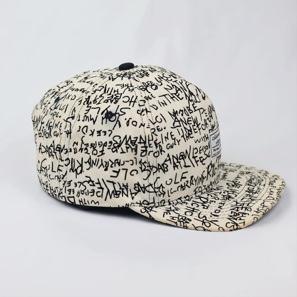 THEZEEM x MAUTH Collaboration Script Thrifted Snapback Hat - White/Black