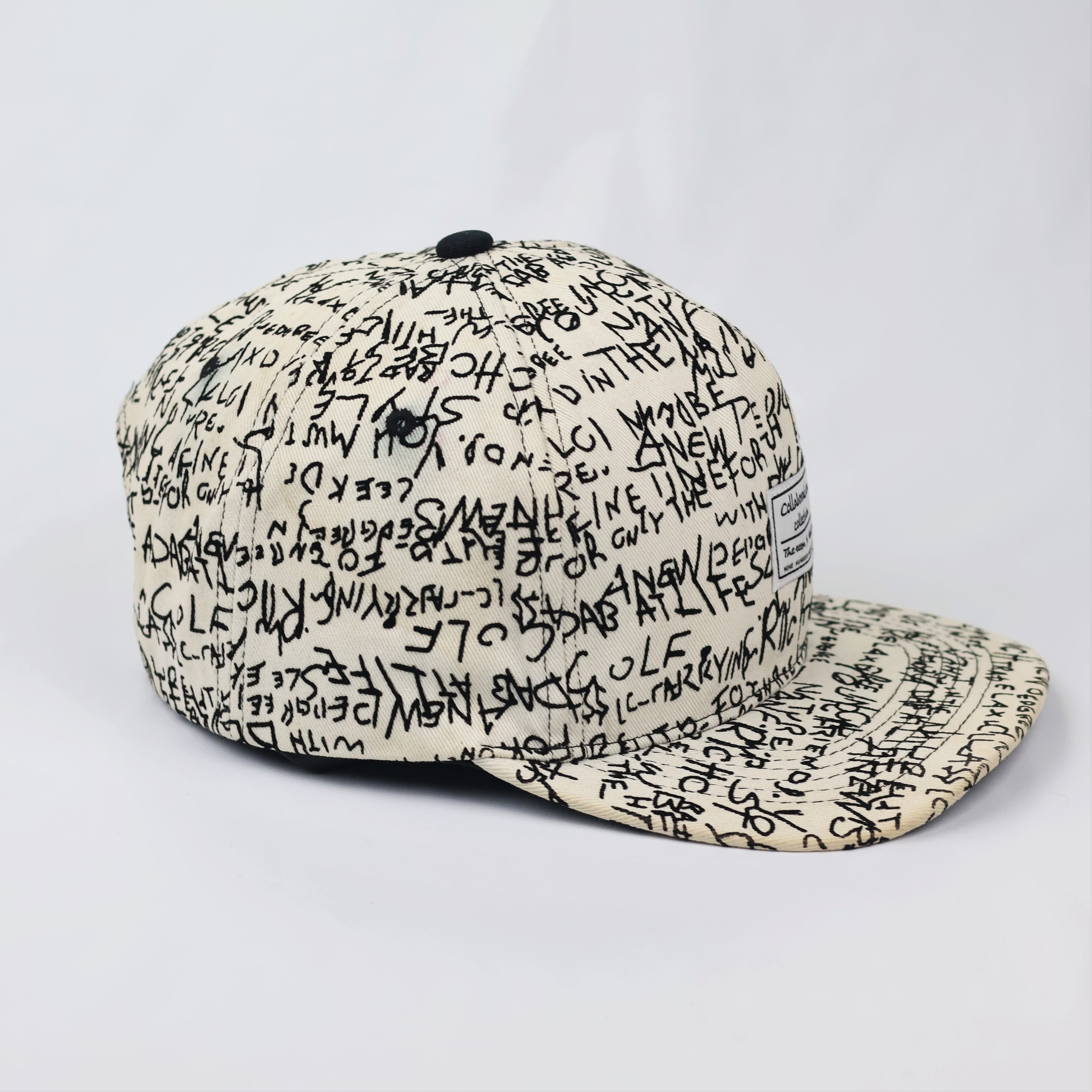 THEZEEM x MAUTH Collaboration Script Thrifted Snapback Hat - White/Black