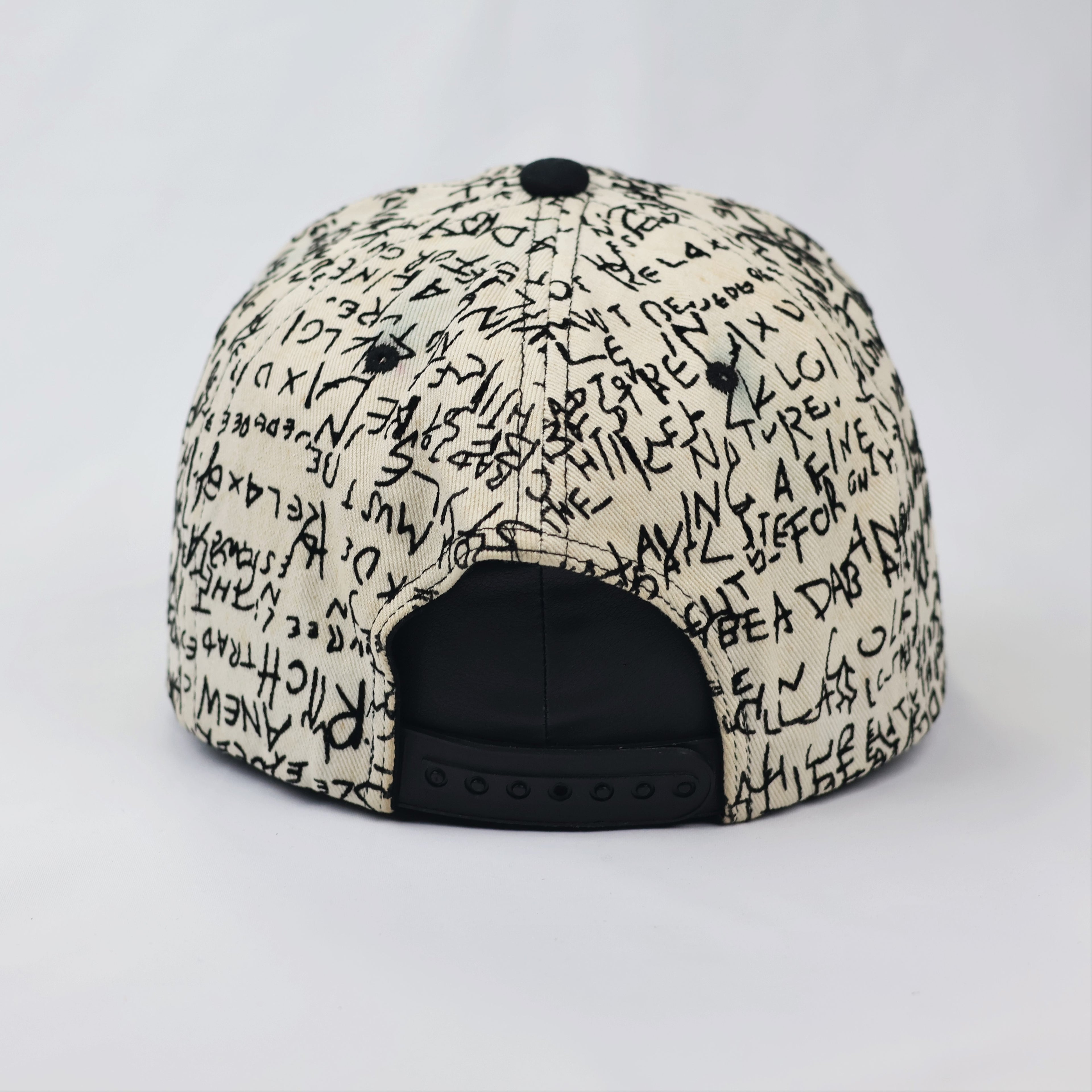THEZEEM x MAUTH Collaboration Script Thrifted Snapback Hat - White/Black