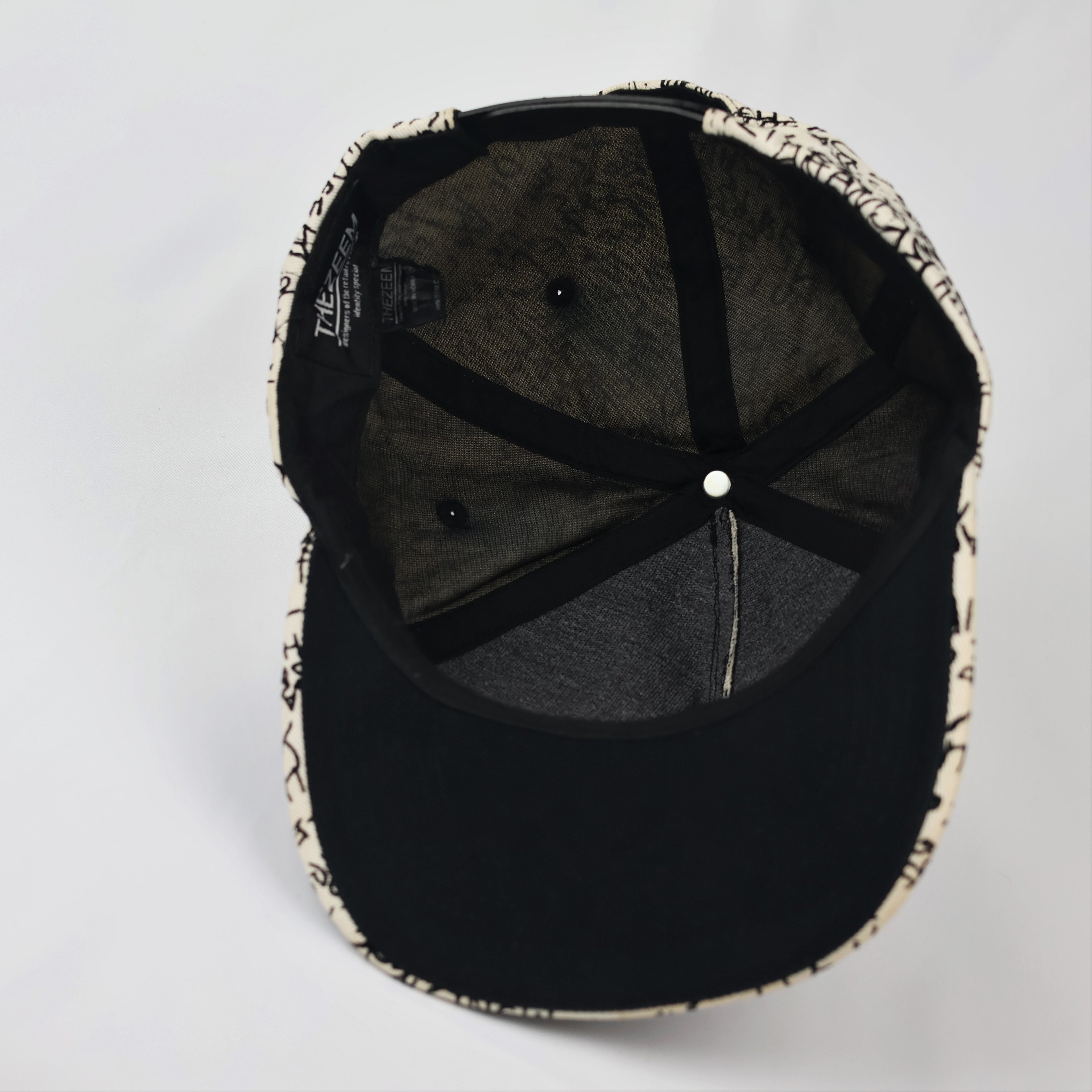 THEZEEM x MAUTH Collaboration Script Thrifted Snapback Hat - White/Black