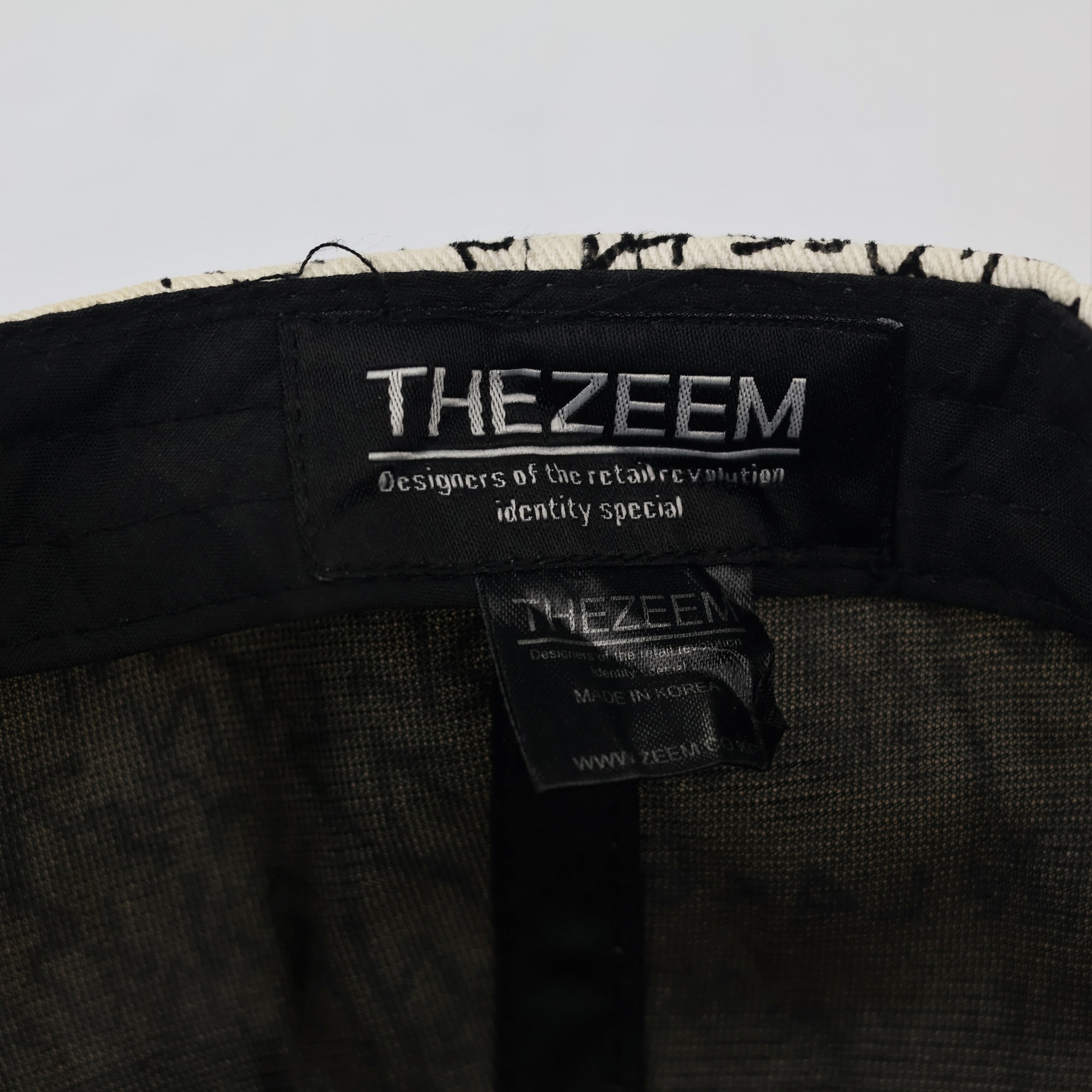 THEZEEM x MAUTH Collaboration Script Thrifted Snapback Hat - White/Black