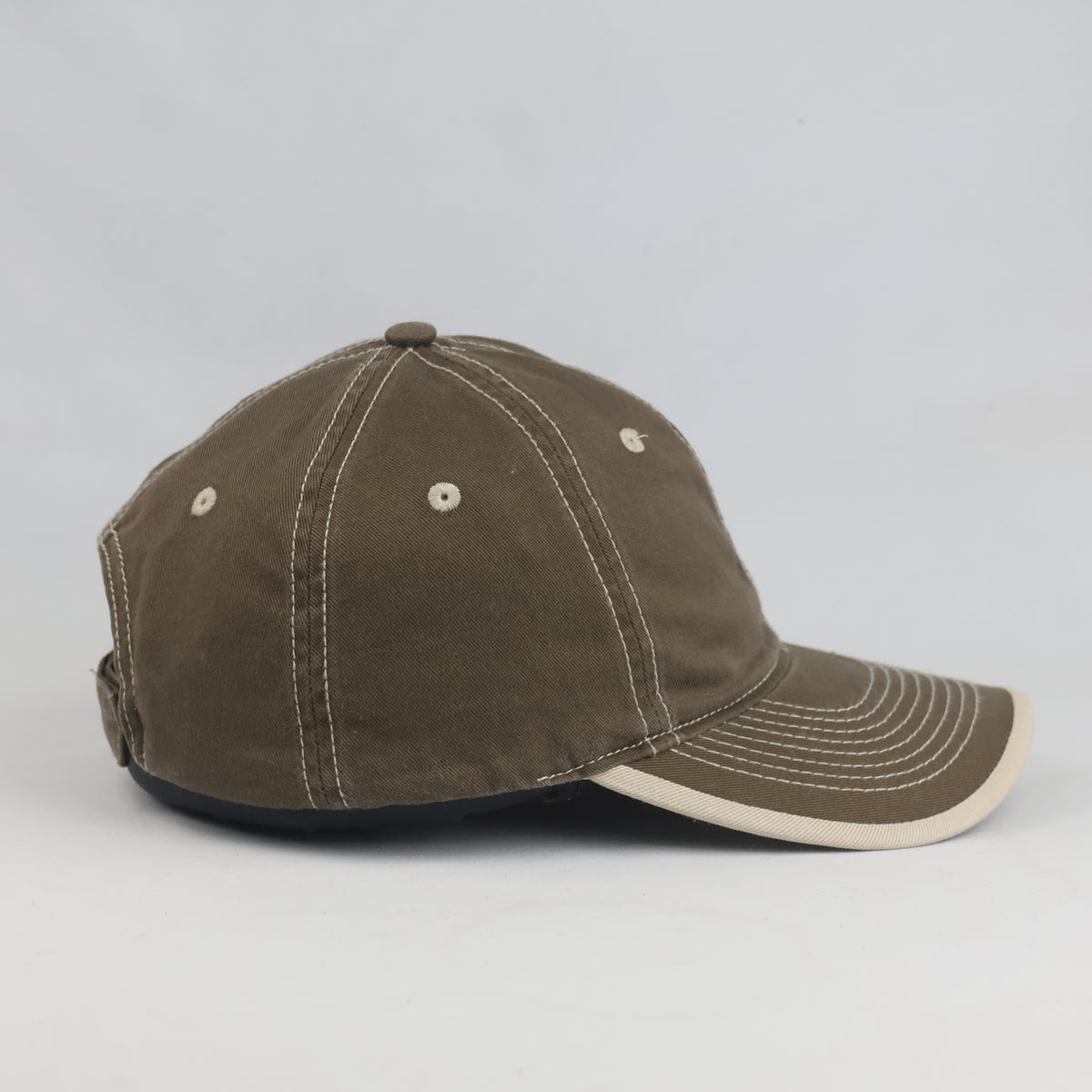 Thrifted Contrast Stitch Khaki Brown Baseball Cap (56-57cm) | 10599
