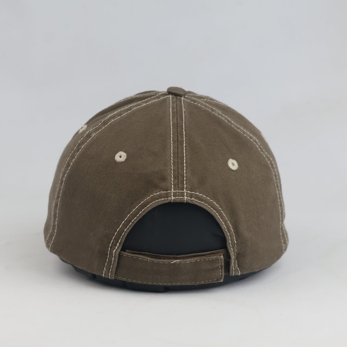 Thrifted Contrast Stitch Khaki Brown Baseball Cap (56-57cm) | 10599
