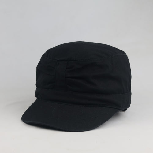 Thrifted H&M Solid Black Flat Top Army Hat (56cm) | 10603