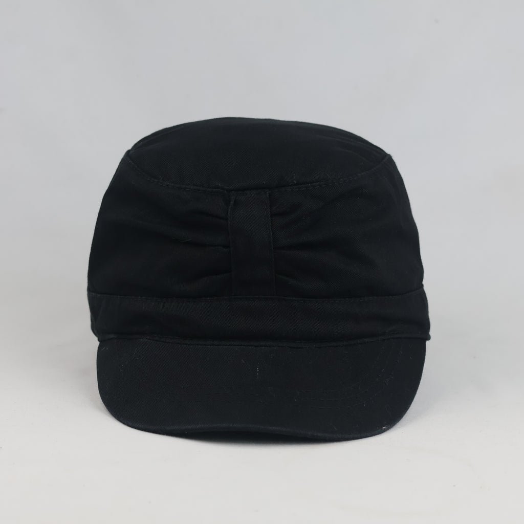 Thrifted H&M Solid Black Flat Top Army Hat (56cm) | 10603
